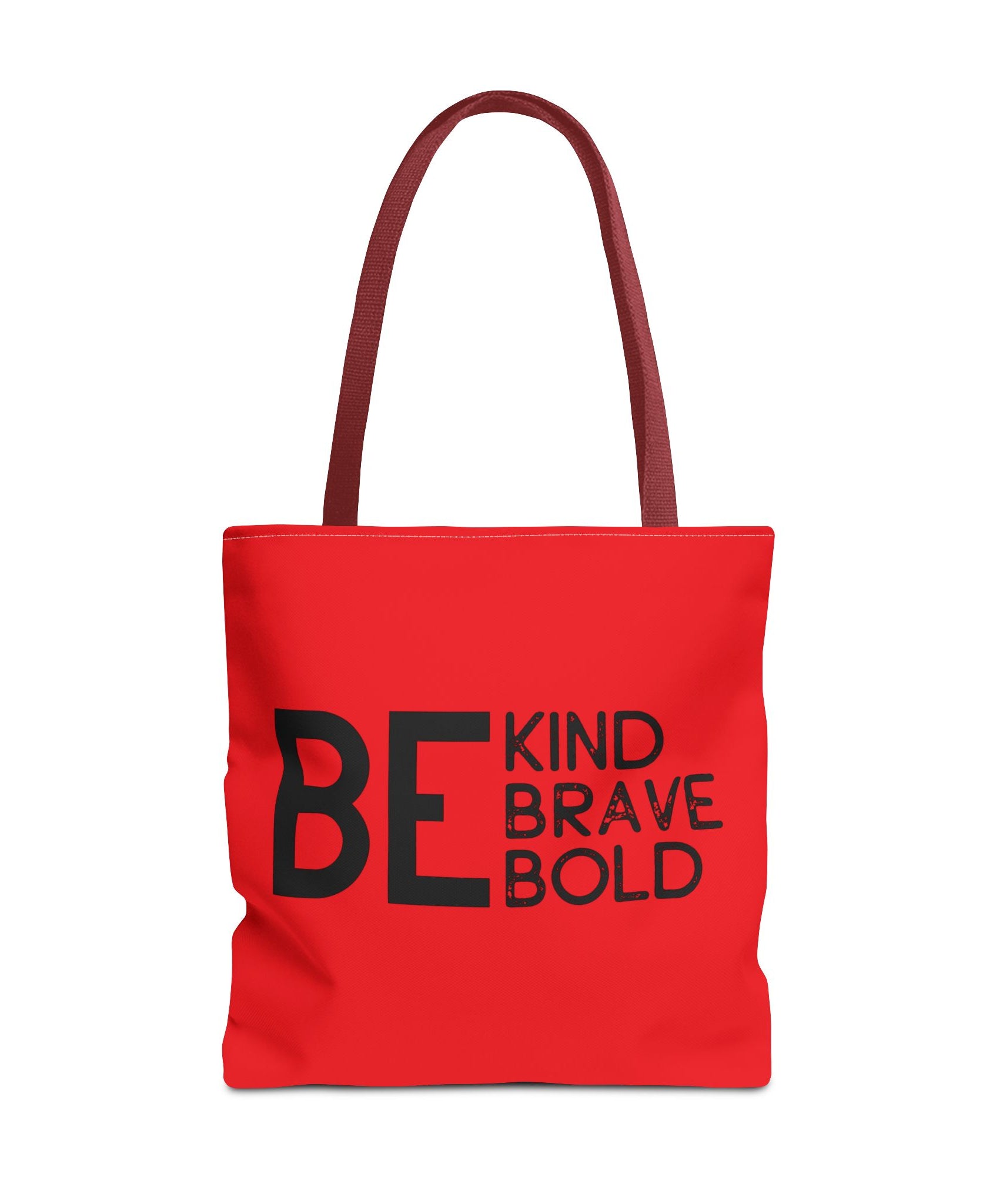 Inspirational Tote Bag - Be Kind Brave Bold - Eco-Friendly Carryall - Red