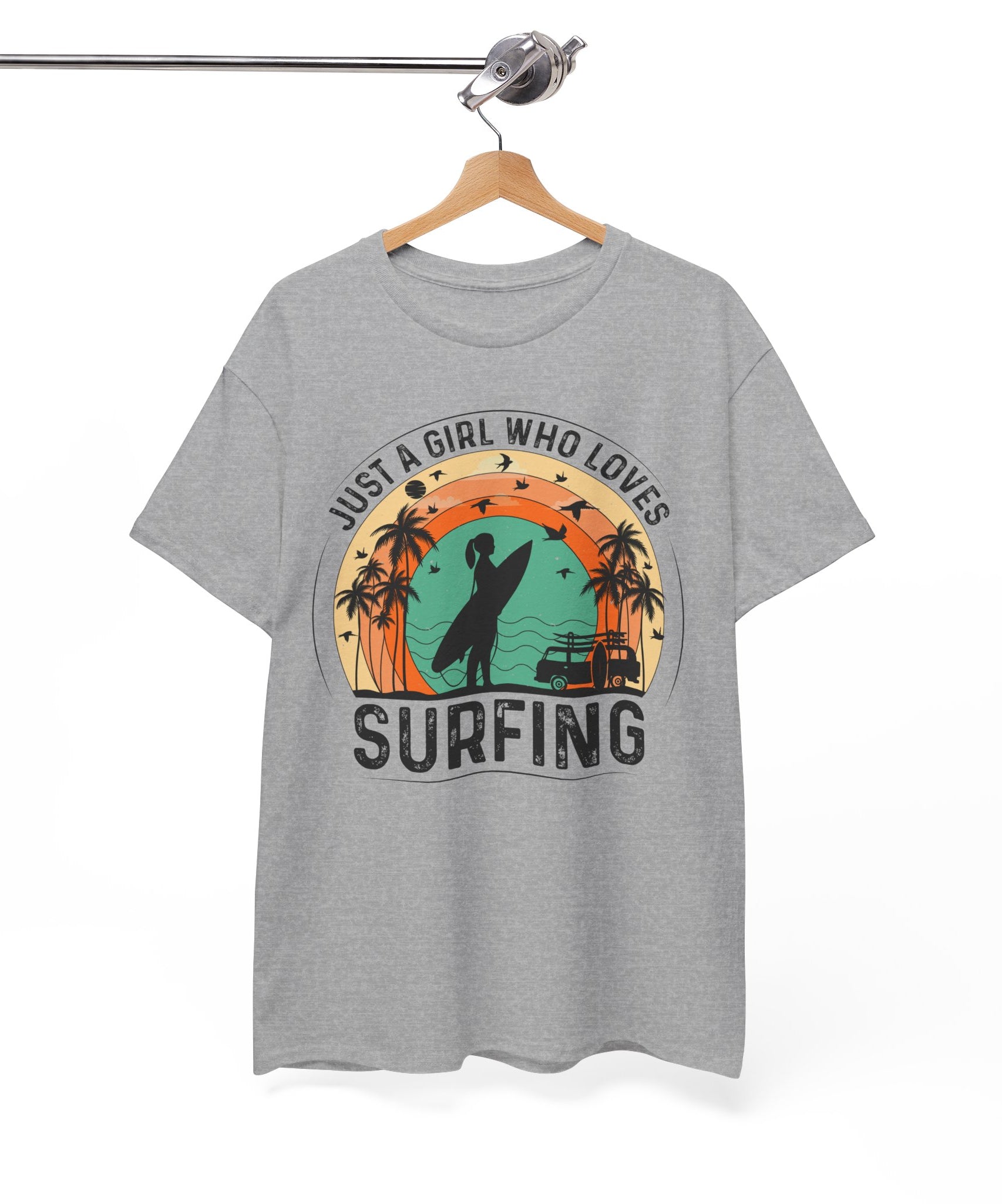 Beach Girl Surfing Retro Tee | Gallory Hive