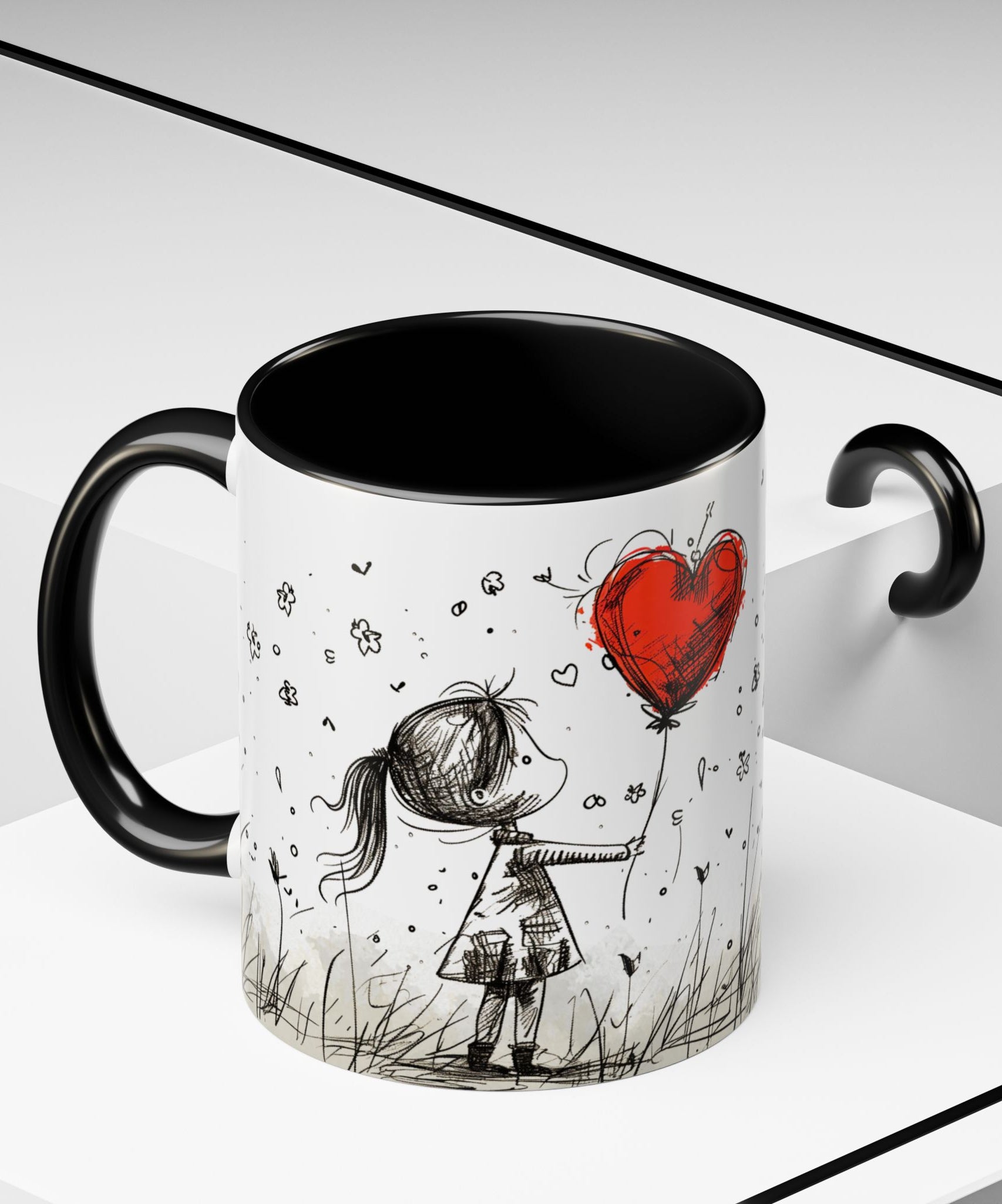 Love Heart Sketch Ceramic Coffee Mug | Gallory Hive