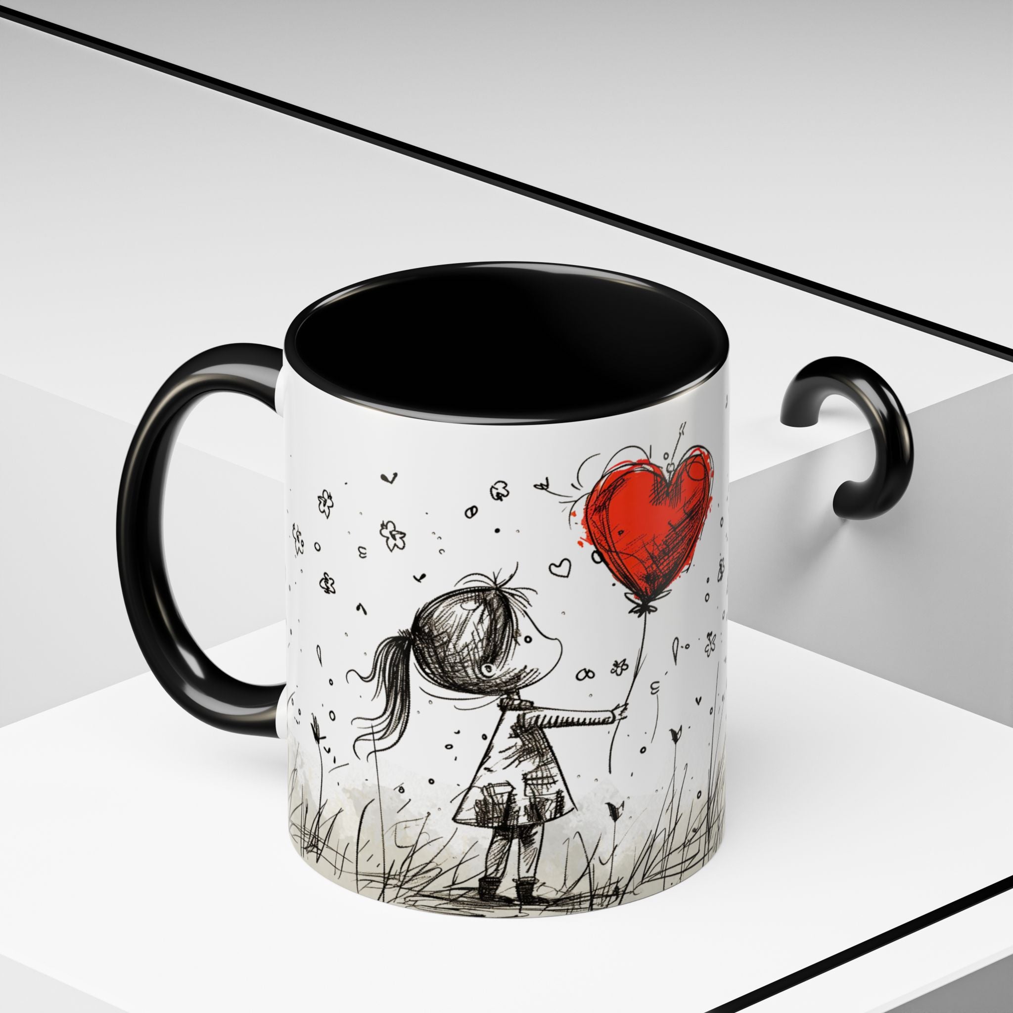 Love Heart Sketch Ceramic Coffee Mug | Gallory Hive