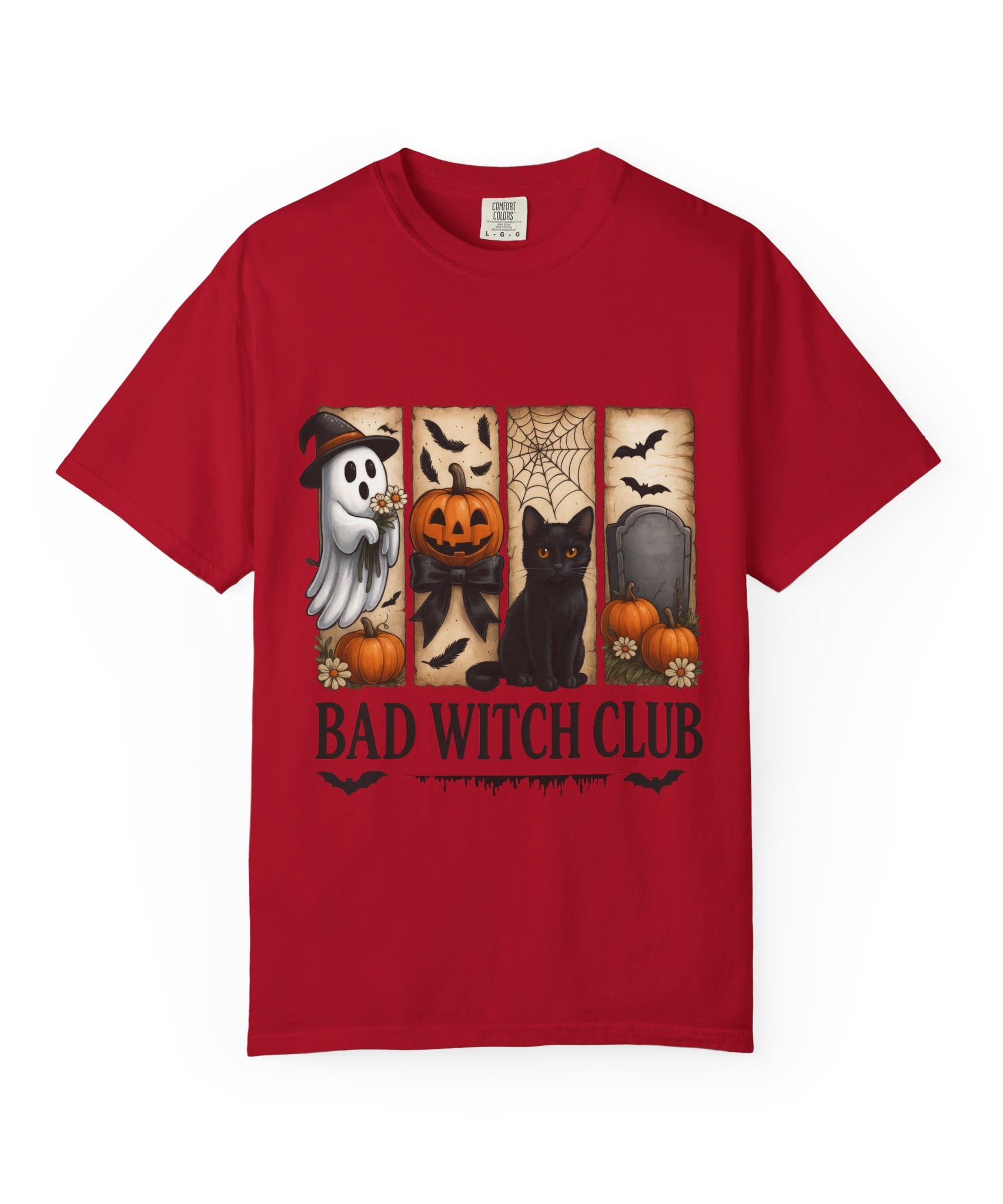 Bad Witch Club Halloween T-Shirt – Cute Ghost, Black Cat, Pumpkin & Spooky Gothic Design - Gallory Hive