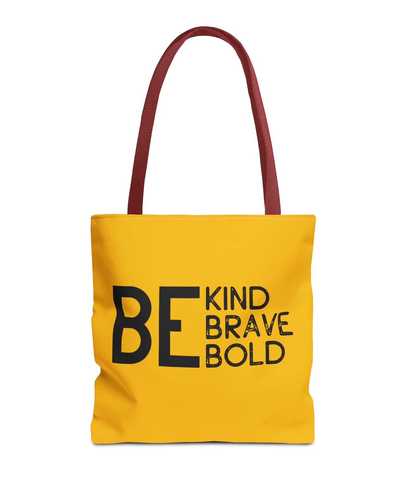 Inspirational Tote Bag - Be Kind Brave Bold - Eco-Friendly Carryall - Yellow