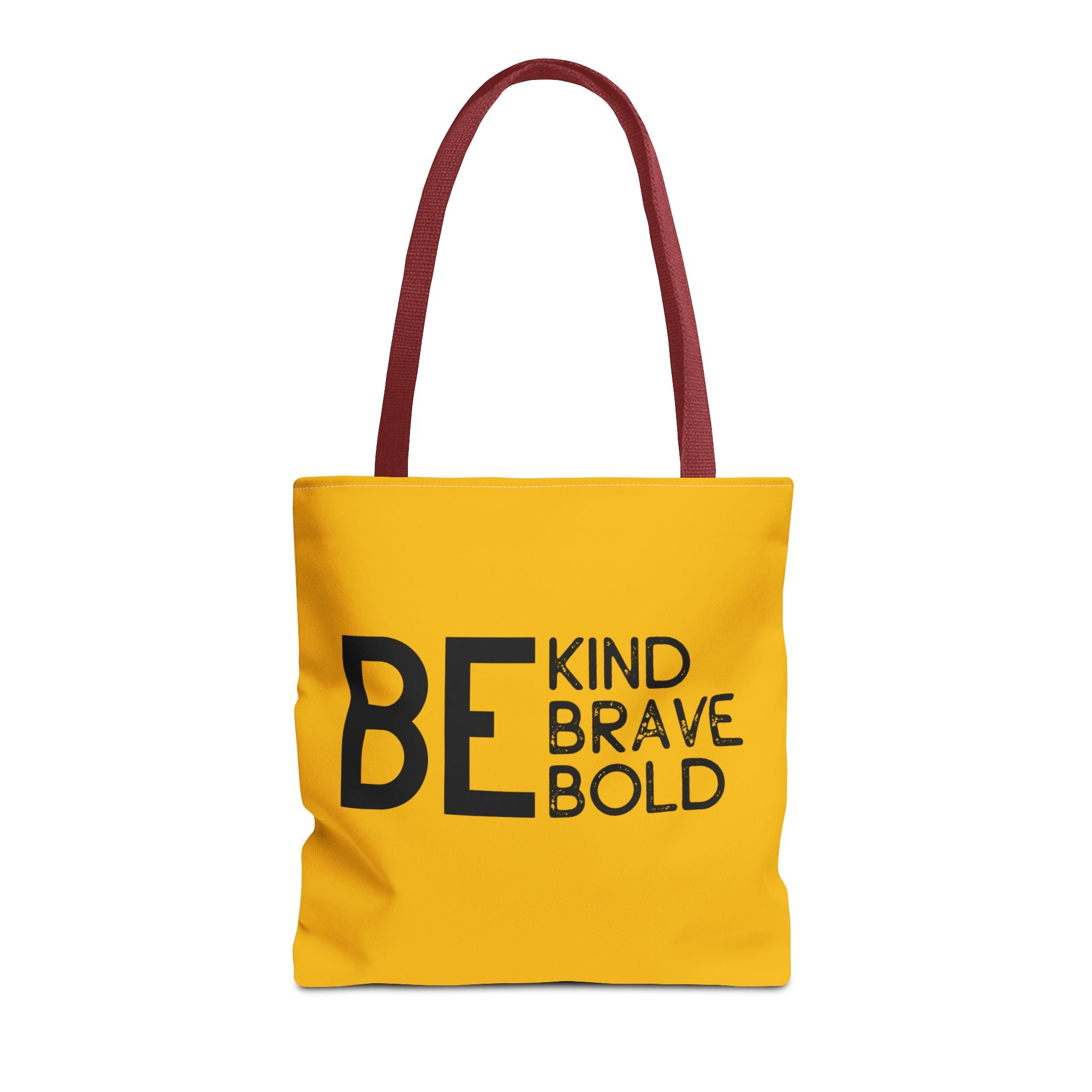 Inspirational Tote Bag - Be Kind Brave Bold - Eco-Friendly Carryall - Yellow