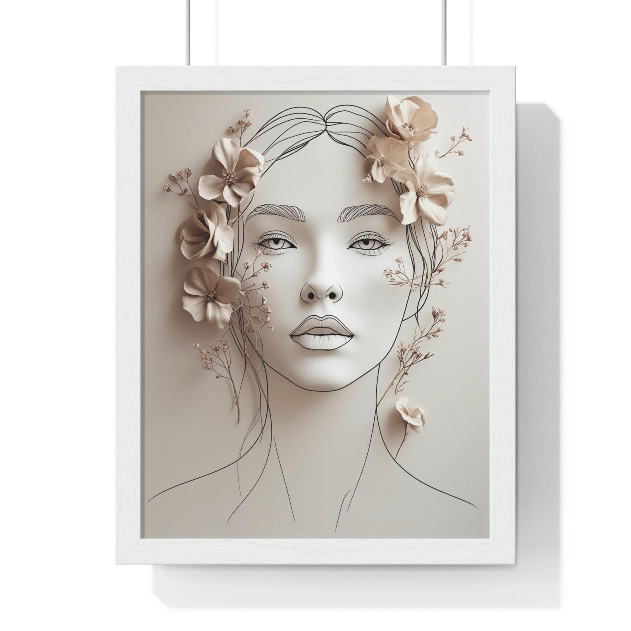 Minimalist Floral Woman Portrait Wooden Wall Art – Modern Line Art Decor - Gallory Hive