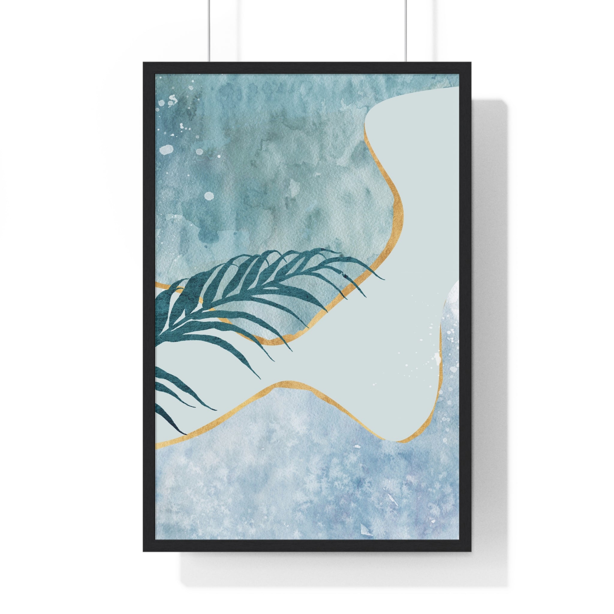 Abstract Leaf Prints on Wooden Frame – Modern Wall Art | Gallory Hive