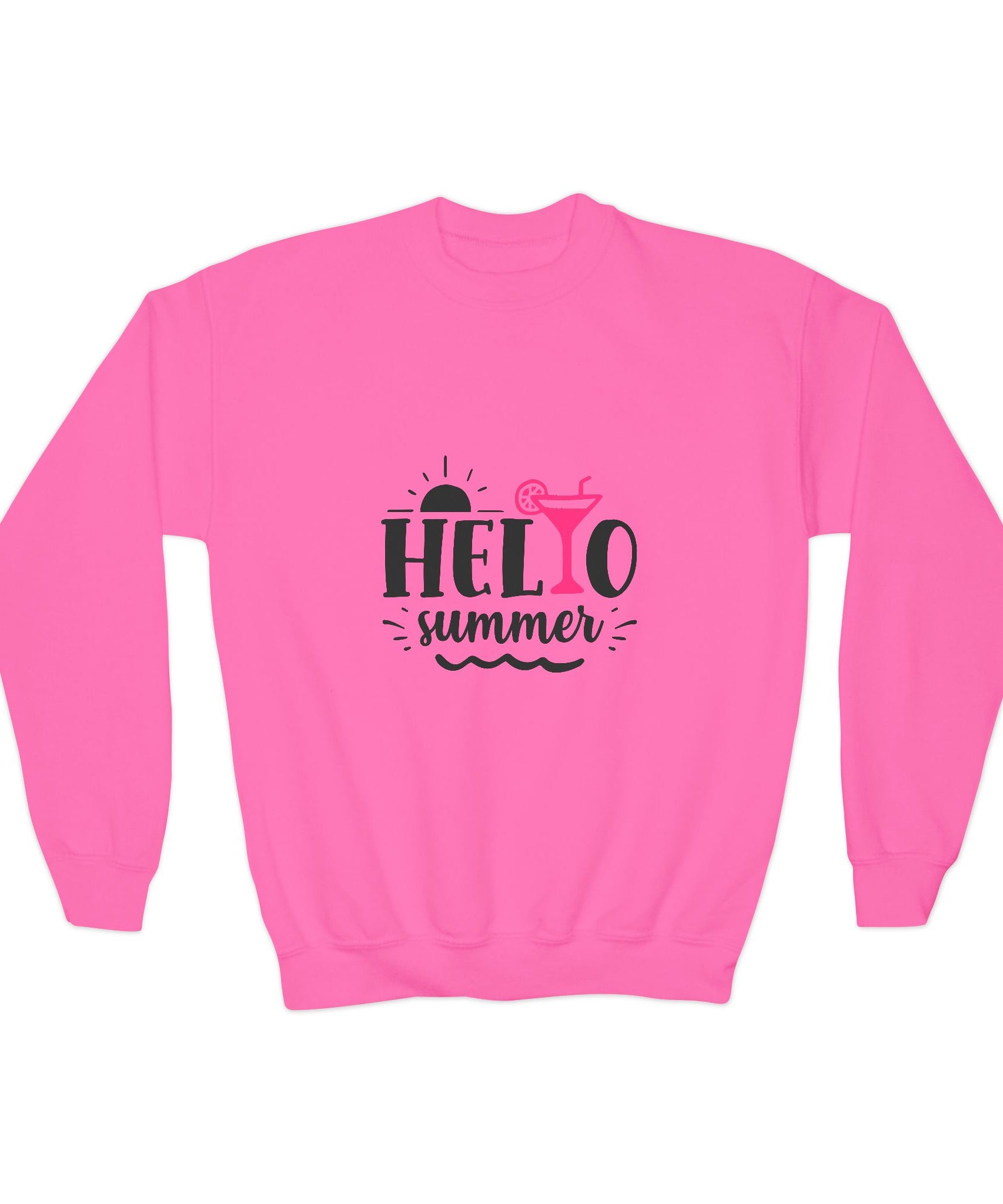 Hello Summer Youth Crewneck Sweatshirt - Fun Casual Wear for Kids - Gallory Hive