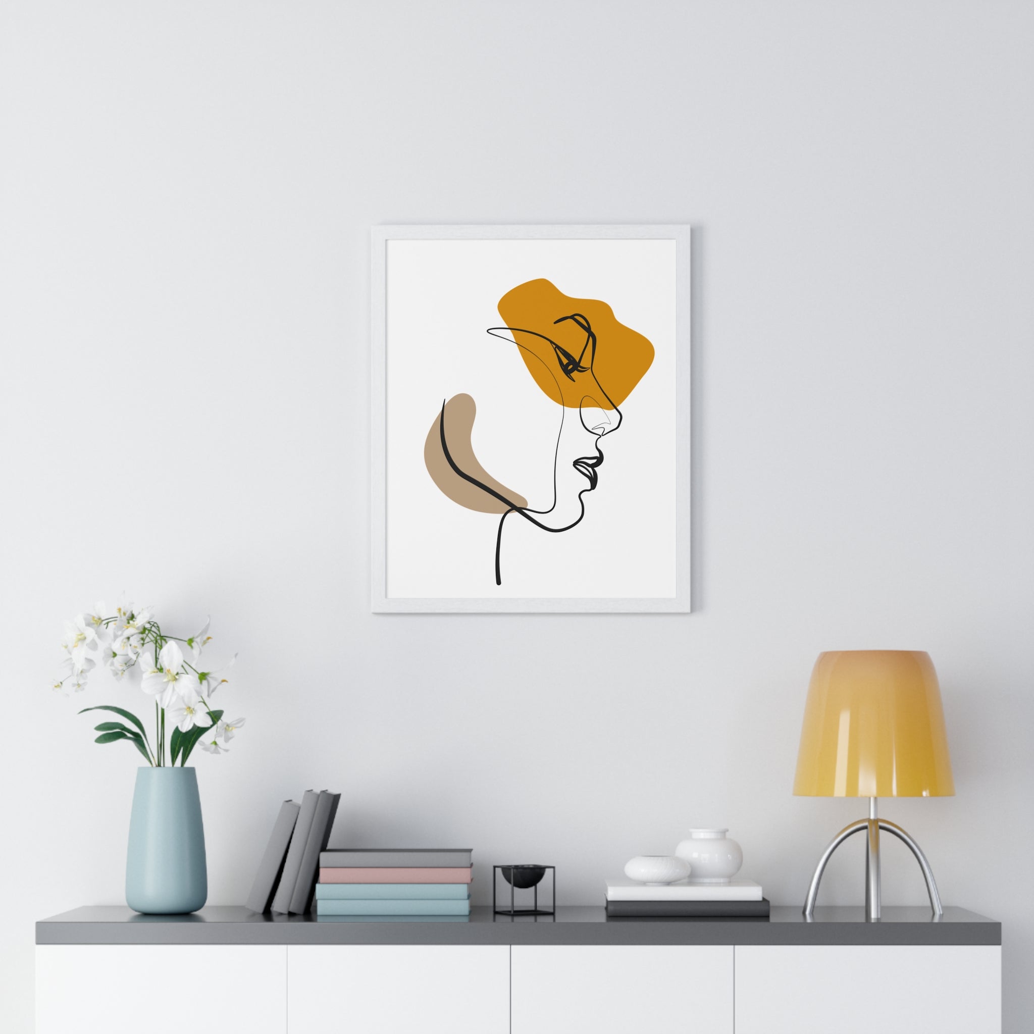 Abstract Profile Line Art – Framed Face Print