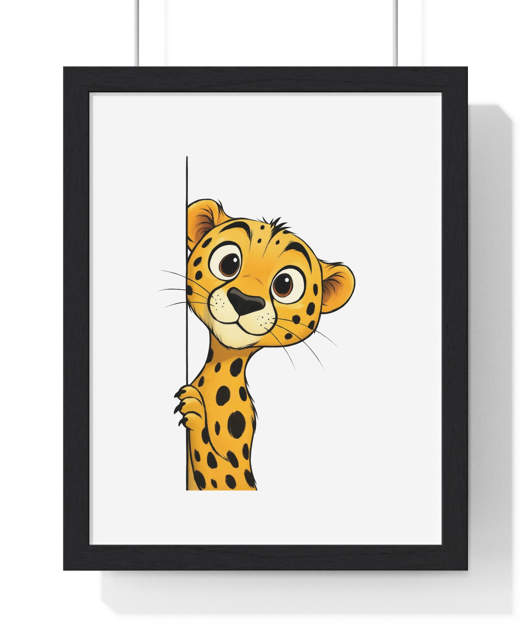 Wooden Frame Wall Decor with Cute Cheetah Cub Print