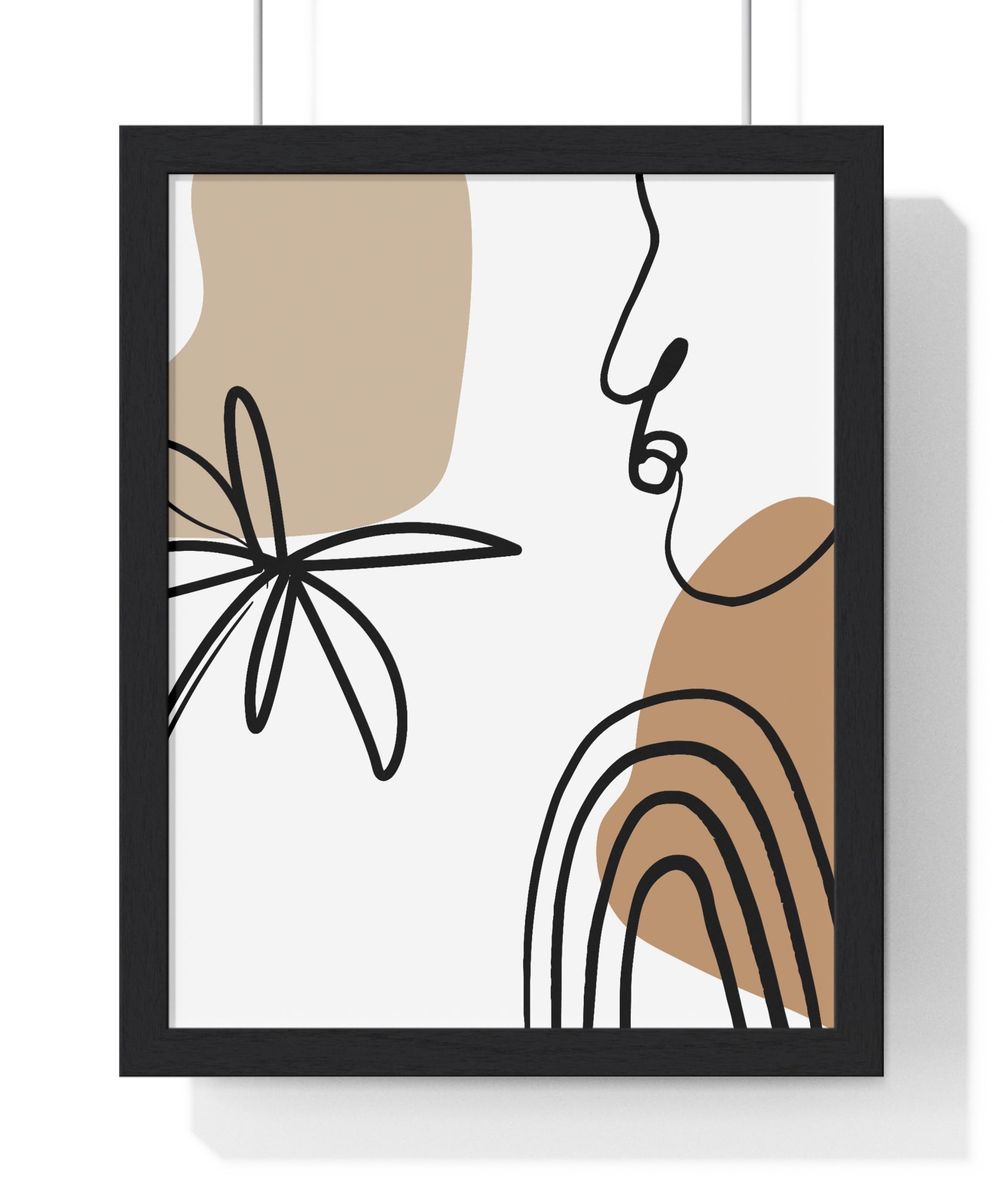 Abstract Face & Floral Art – Wooden Framed Poster | Gallory Hive