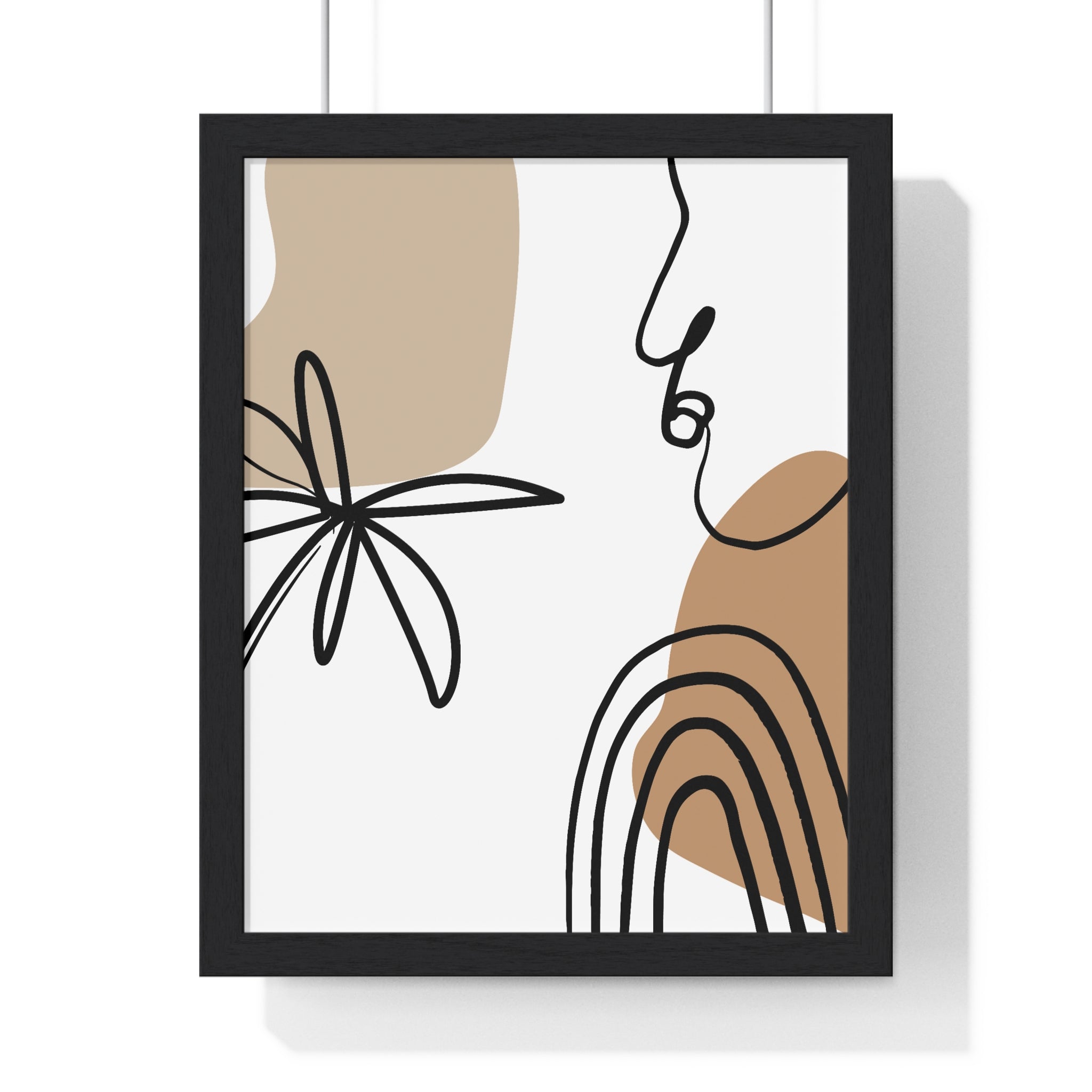 Abstract Face & Floral Art – Wooden Framed Poster | Gallory Hive