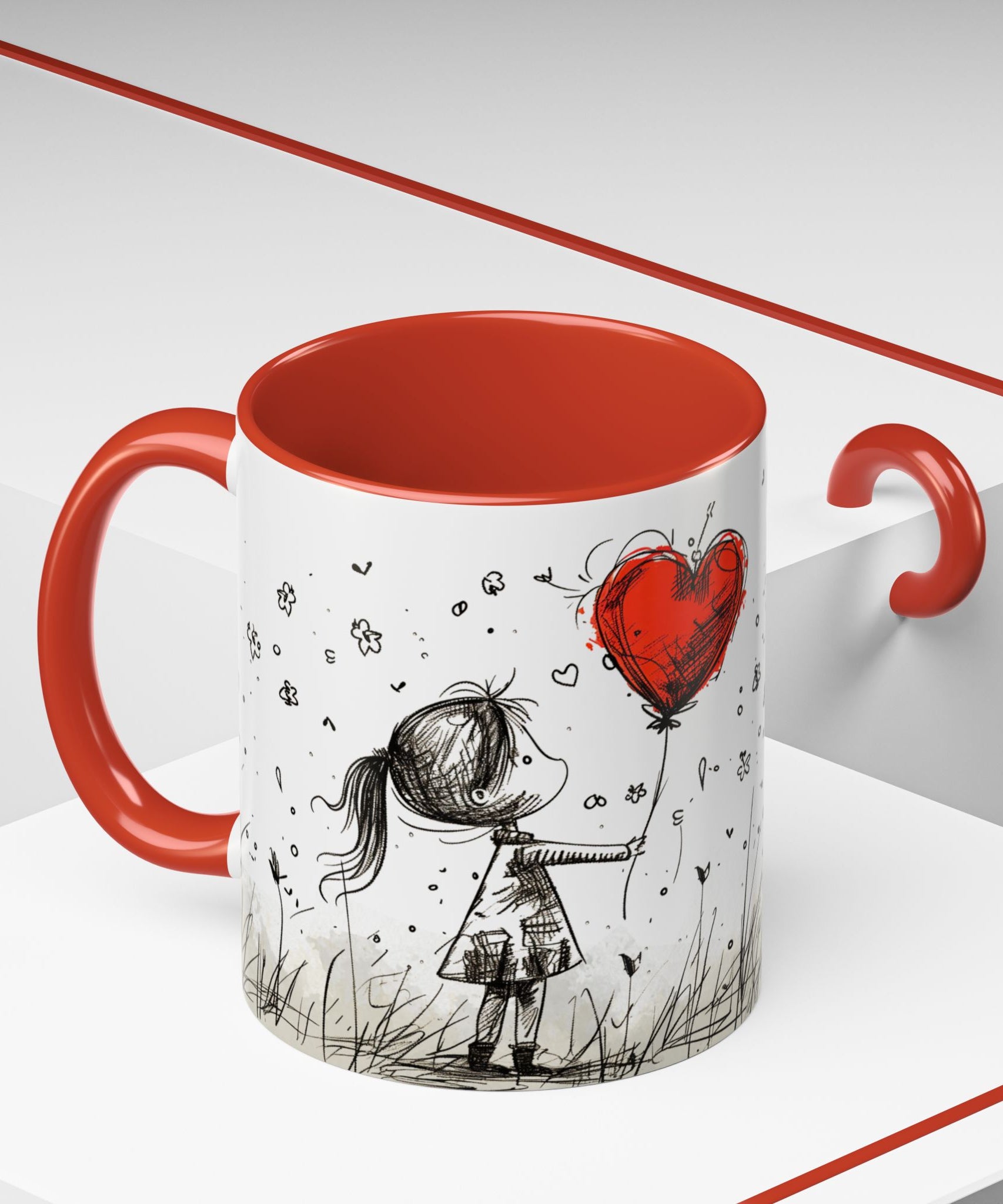Love Heart Sketch Ceramic Coffee Mug | Gallory Hive