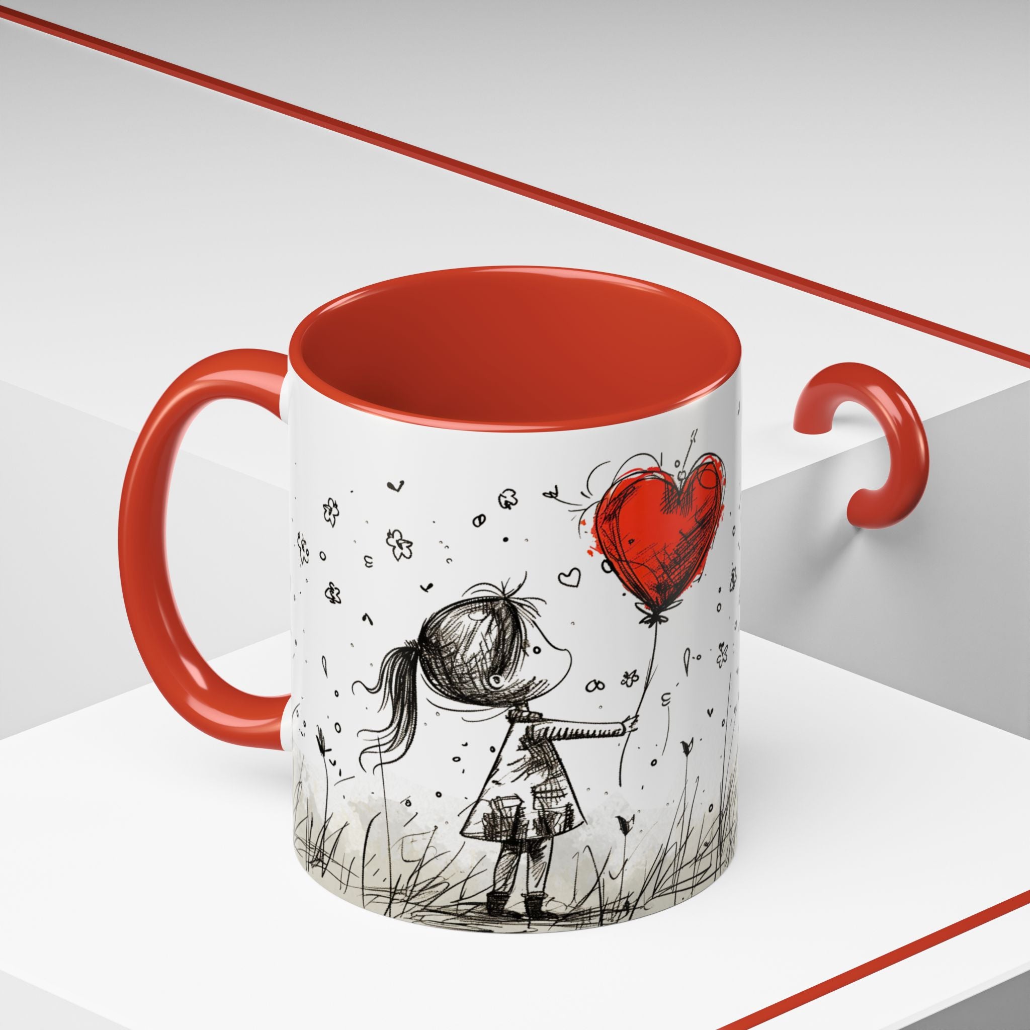 Love Heart Sketch Ceramic Coffee Mug | Gallory Hive