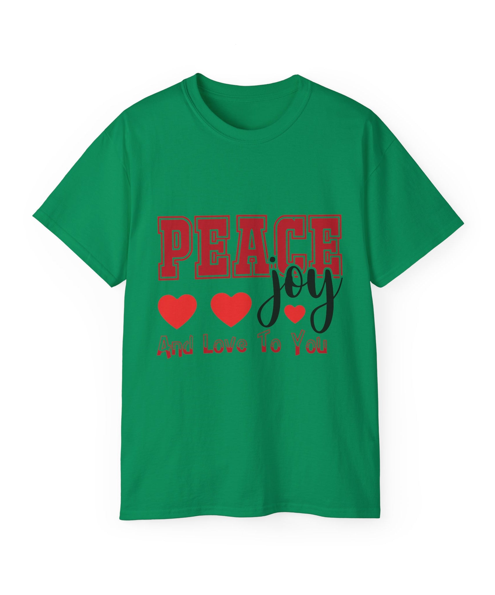 Peace, Joy & Love Retro Christmas T-Shirt | Gallory Hive