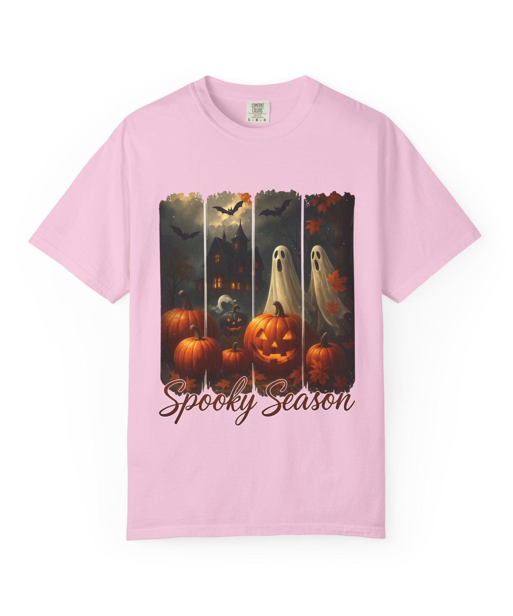 Spooky Season Unisex Halloween T-Shirt – Haunted House, Pumpkins & Ghosts Fall Design - Gallory Hive