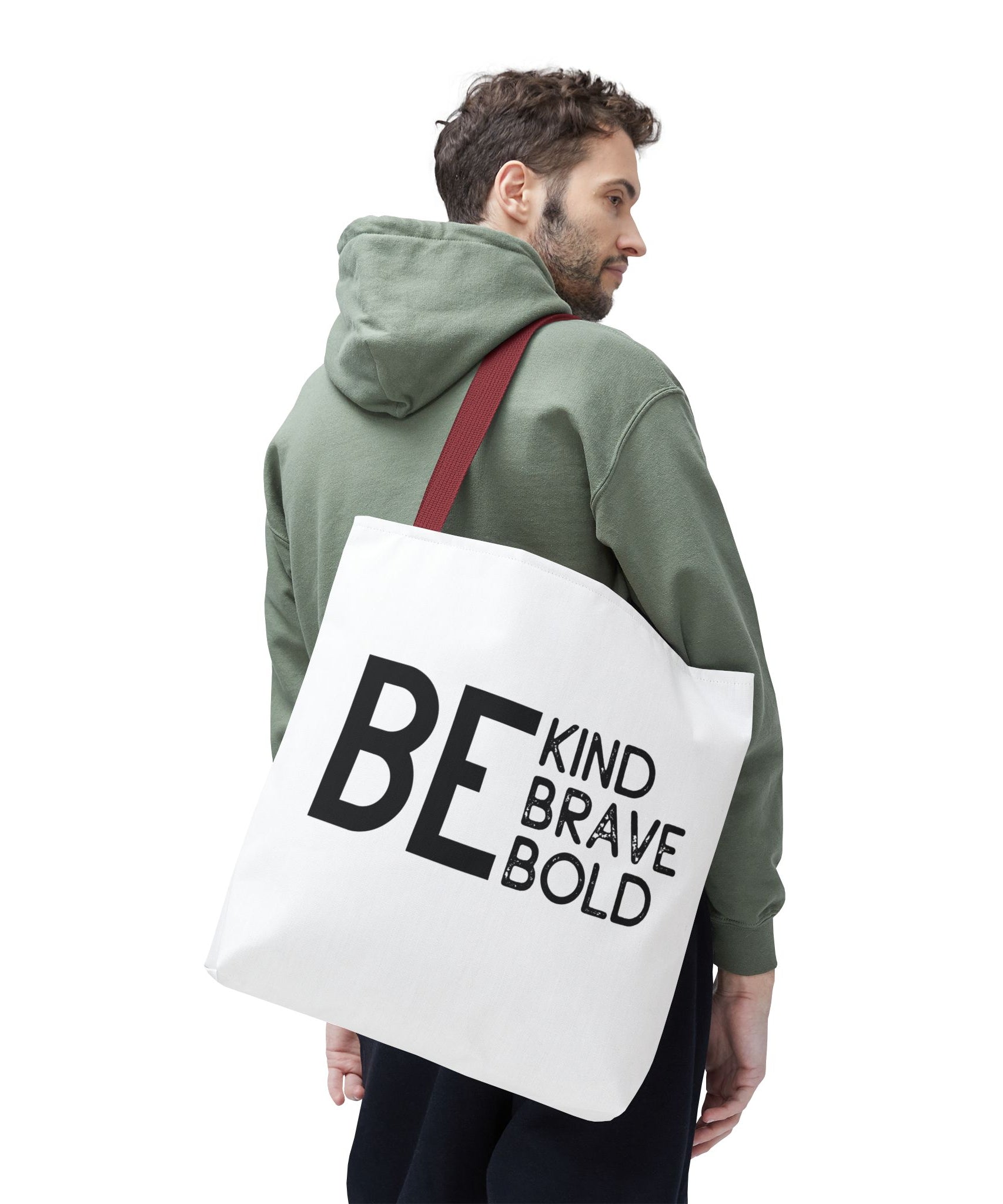Inspirational Tote Bag - Be Kind Brave Bold - Eco-Friendly Carryall