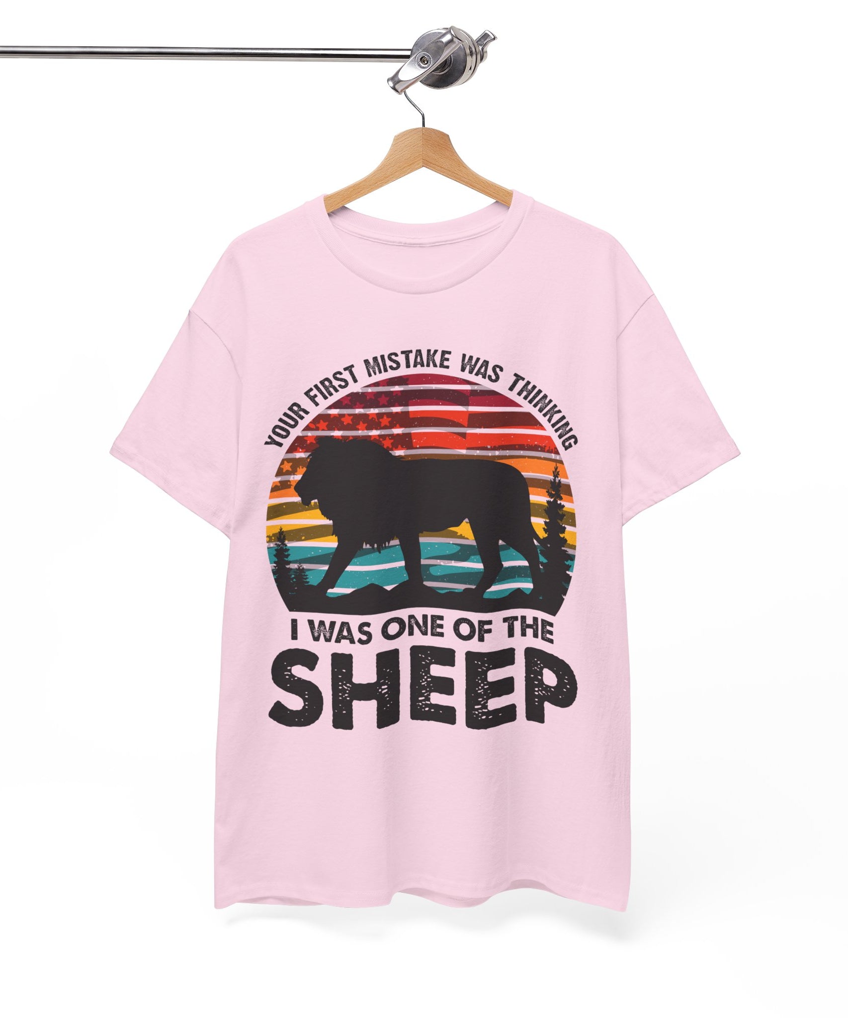 Bold Lion Tee with USA Flag Sunset | Gallory Hive