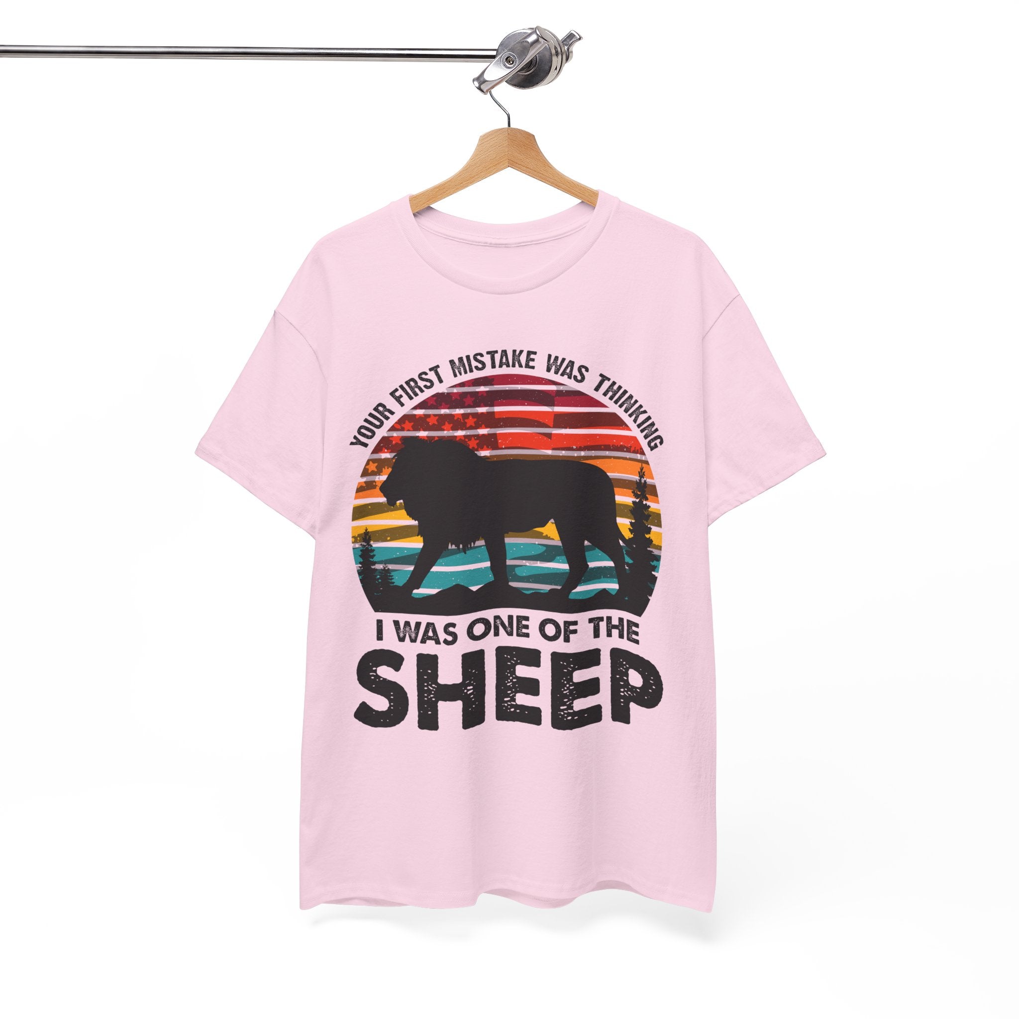 Bold Lion Tee with USA Flag Sunset | Gallory Hive