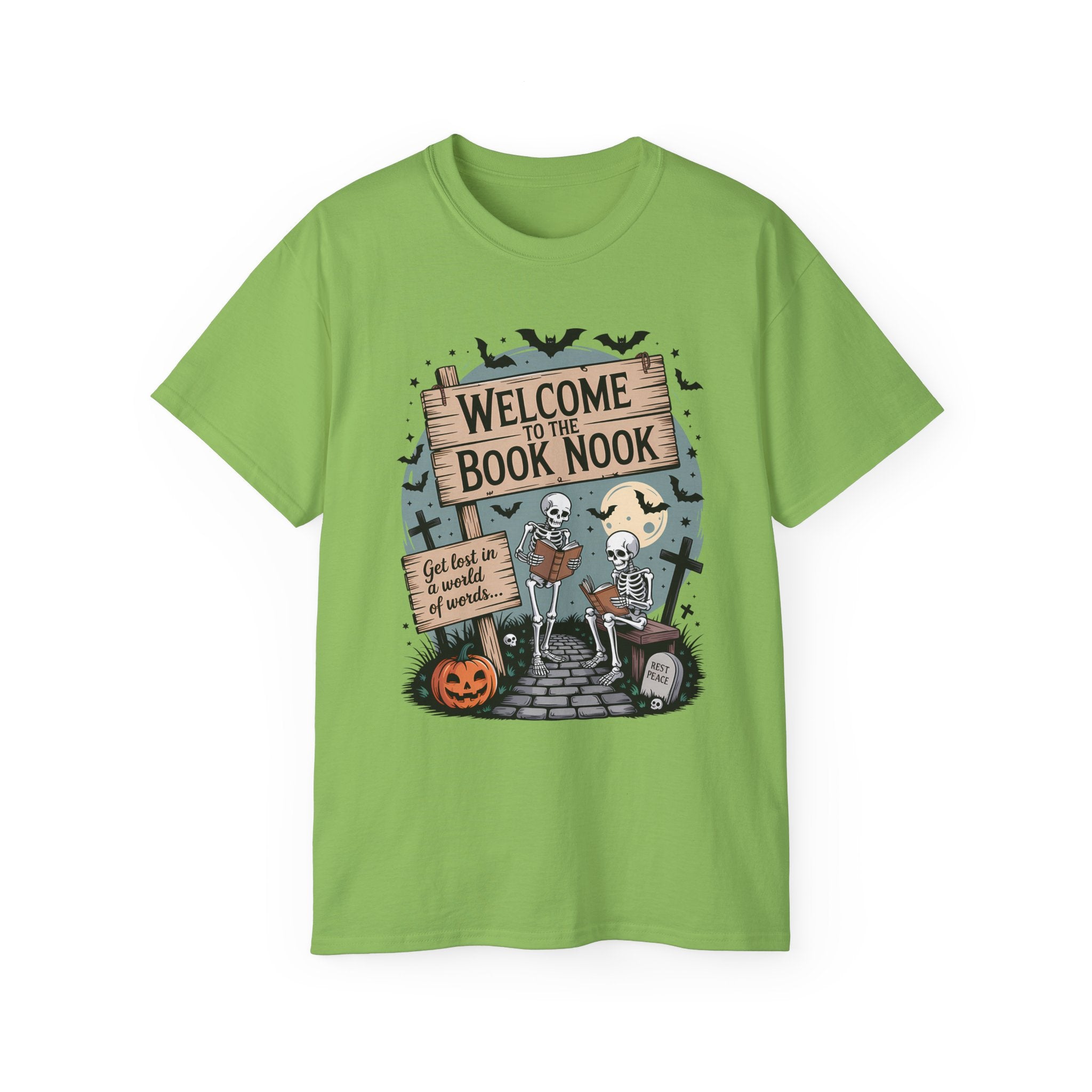 Welcome Book Nook Halloween Skeleton Tee | Gallory Hive