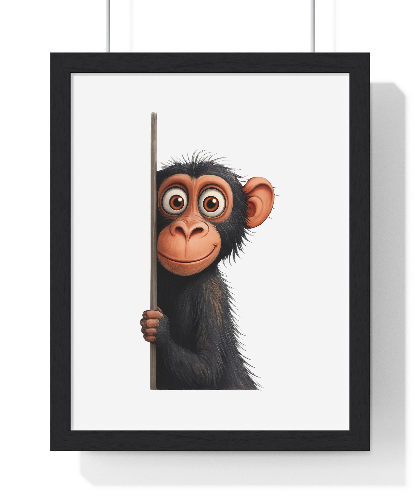 Cheeky Monkey Peekaboo Wall Art – Wooden Frame Jungle Decor for Kids