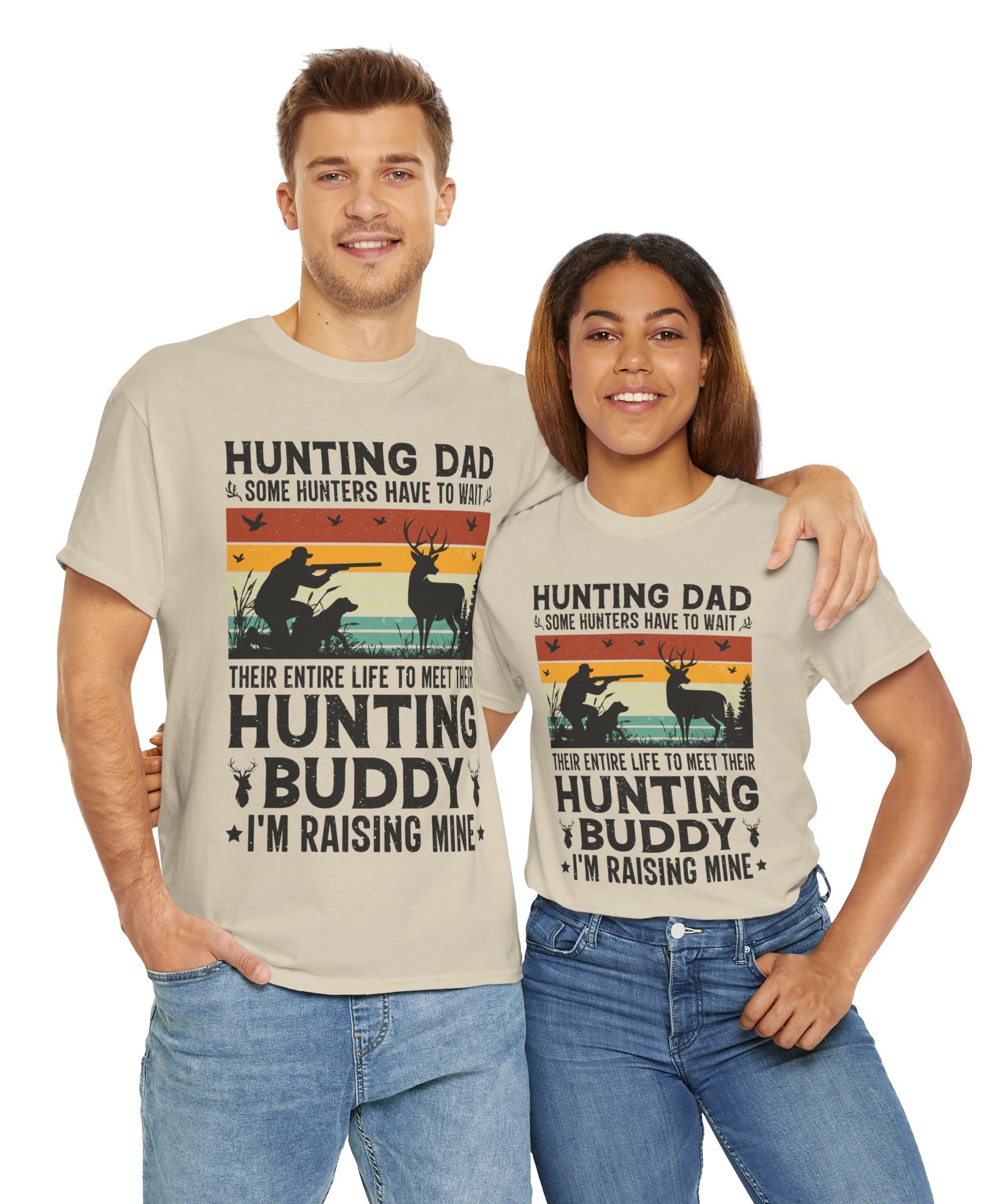 Retro Hunter Tee – Dog, Deer & Rifle Scene