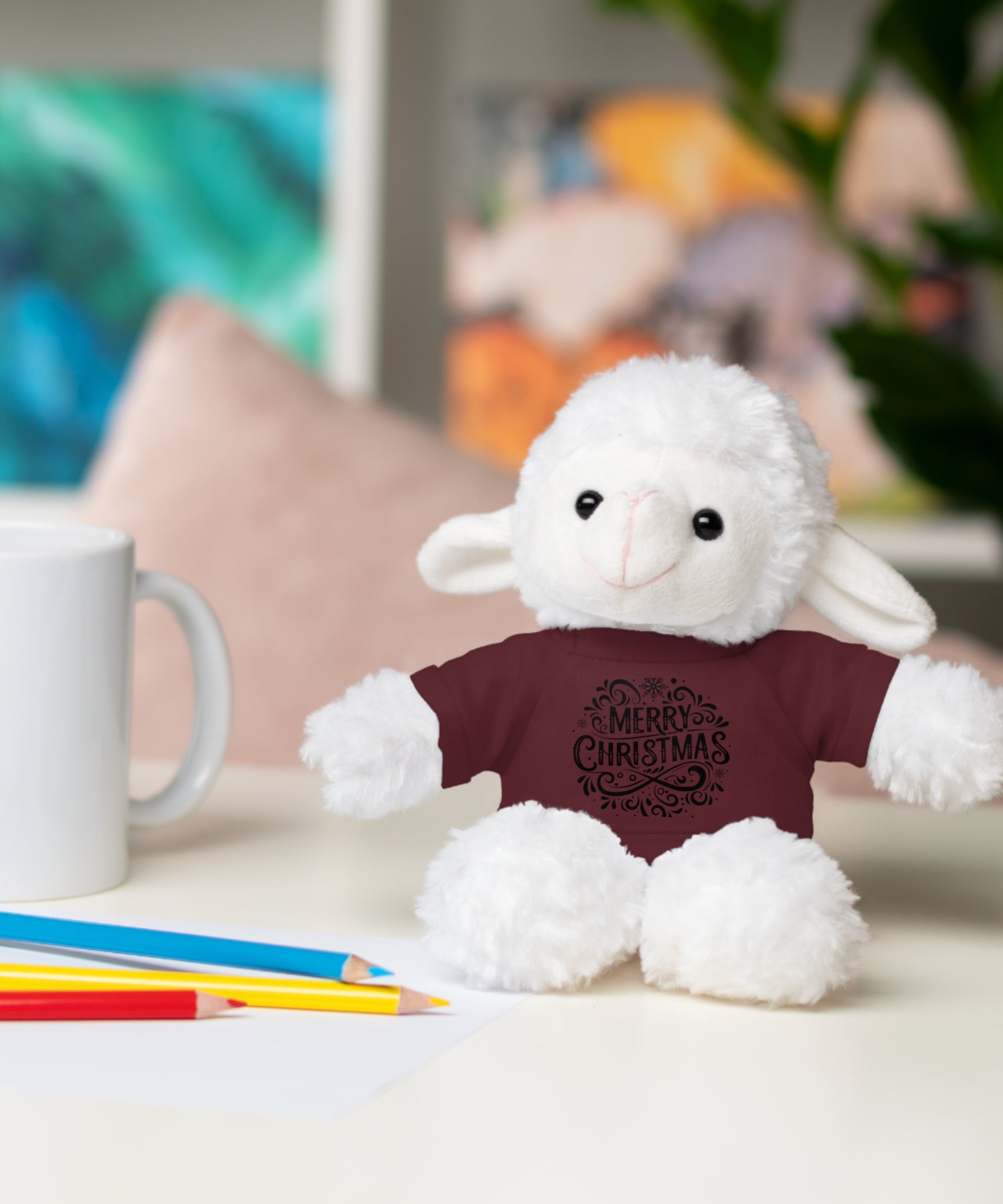 Festive Merry Christmas Stuffed Sheep | Gallory Hive