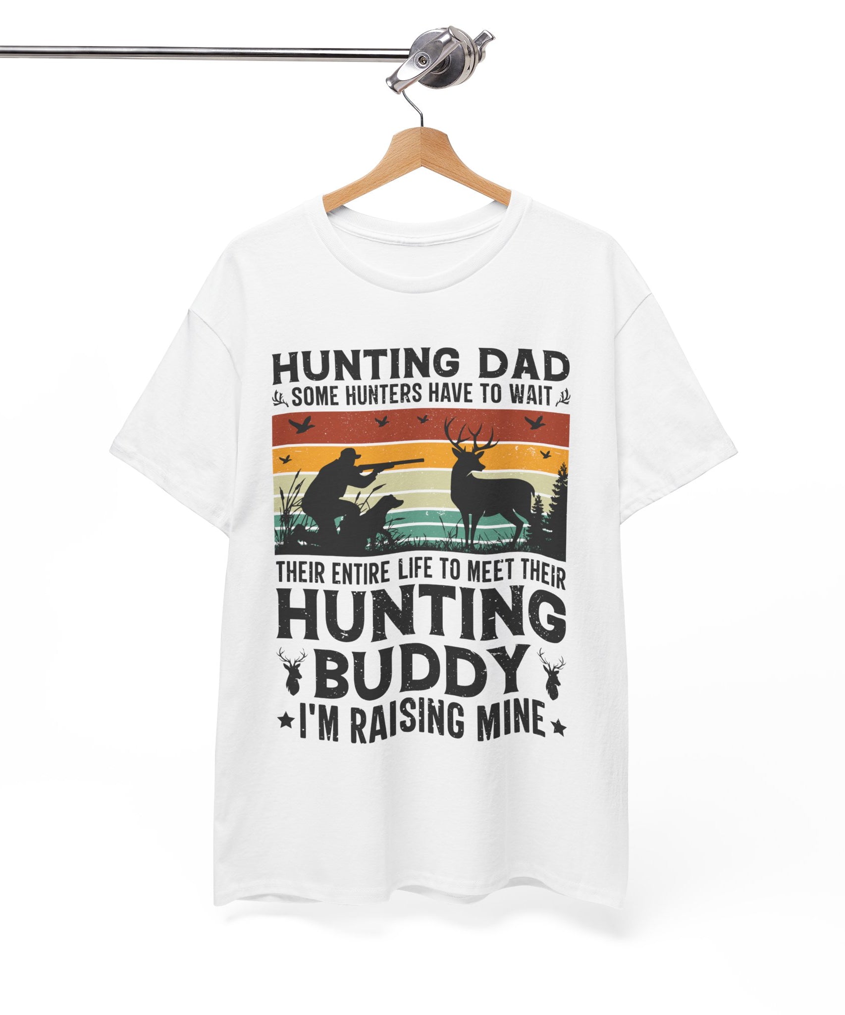 Retro Hunter Tee – Dog, Deer & Rifle Scene