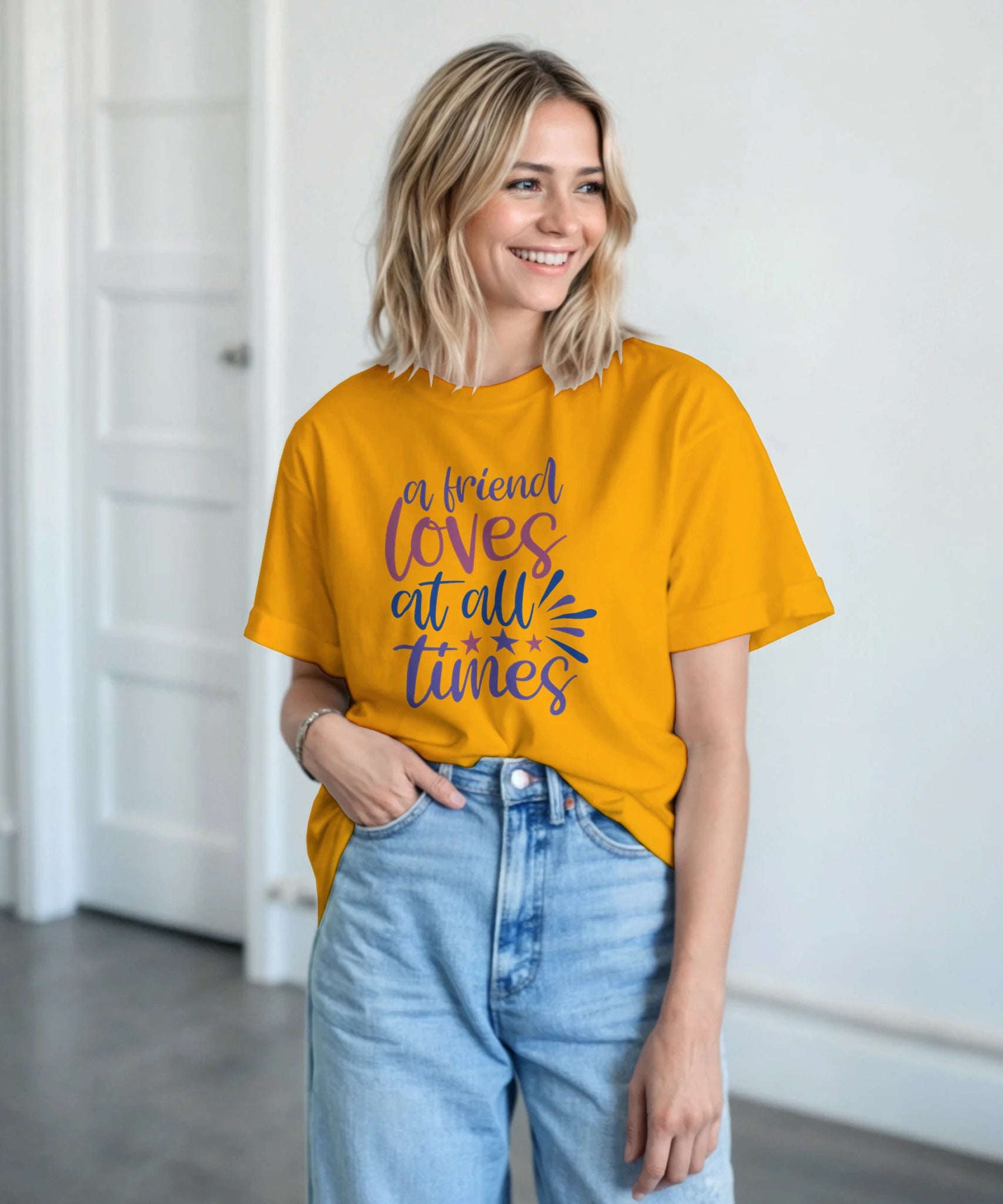 A Friend Loves Always – Unisex Minimalist Tee | Gallory hive