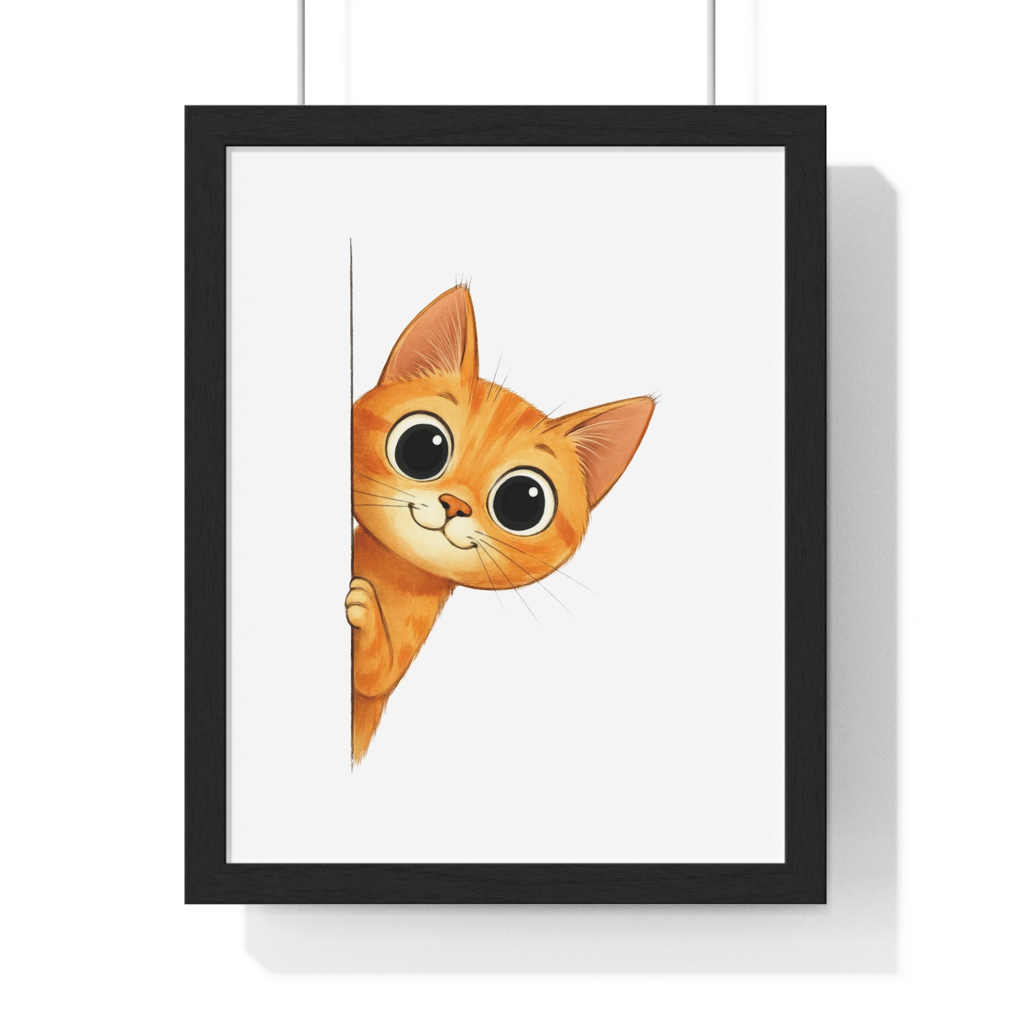 Peekaboo Orange Cat Wall Art – Wooden Frame Decor for Kids & Cat Lovers
