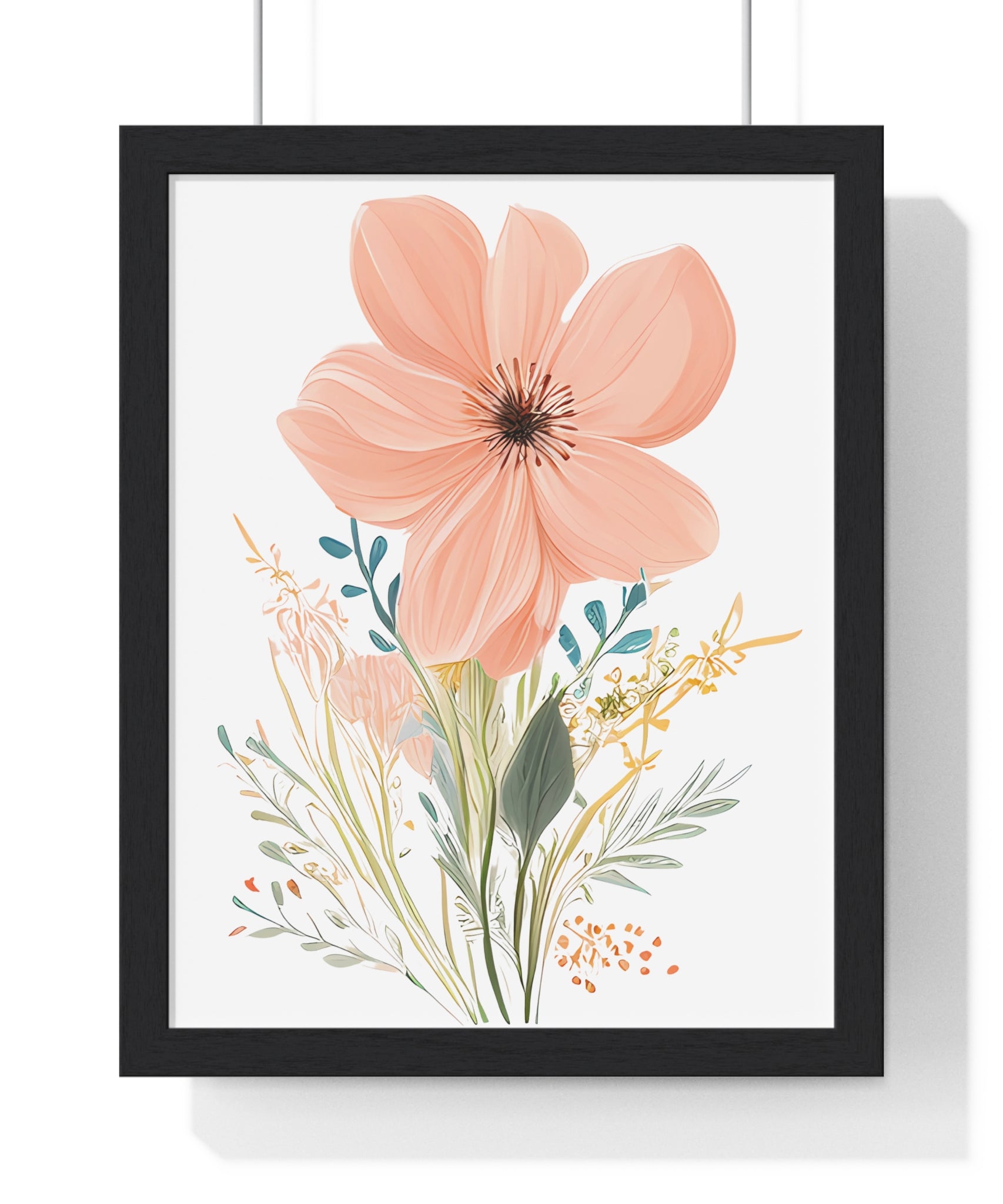 Floral Wall Art Print, Vertical Framed Poster, Home Decor, Botanical Art, Gift for Her, Modern Aesthetic, Living Room Decoration