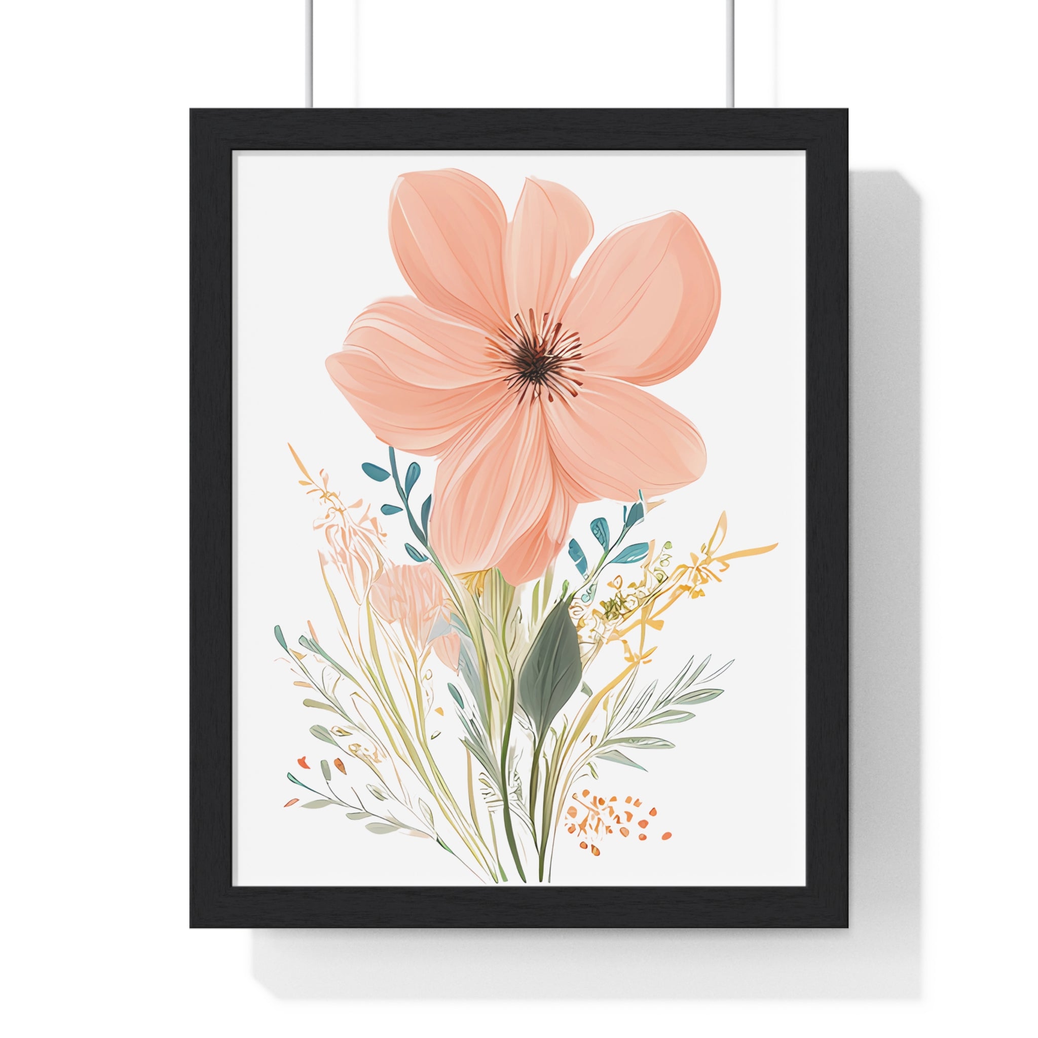Floral Wall Art Print, Vertical Framed Poster, Home Decor, Botanical Art, Gift for Her, Modern Aesthetic, Living Room Decoration