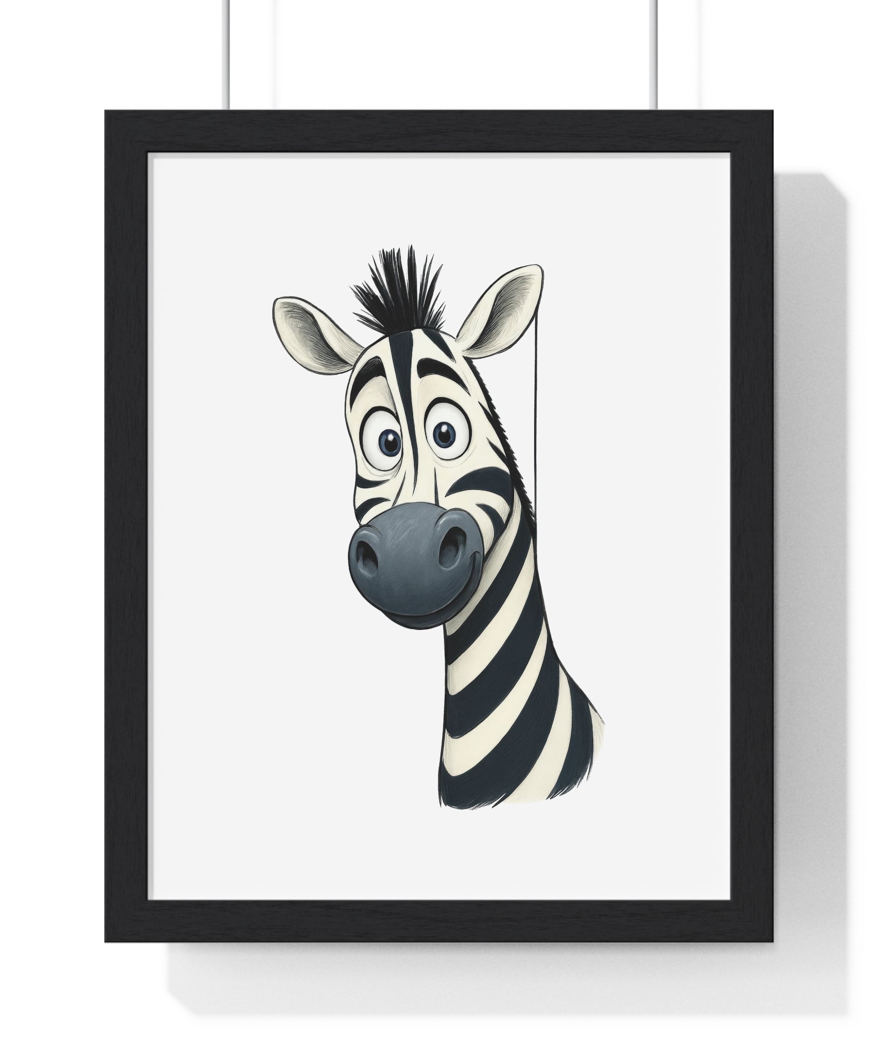 Wooden Frame Wall Decor with Cheerful Zebra Print