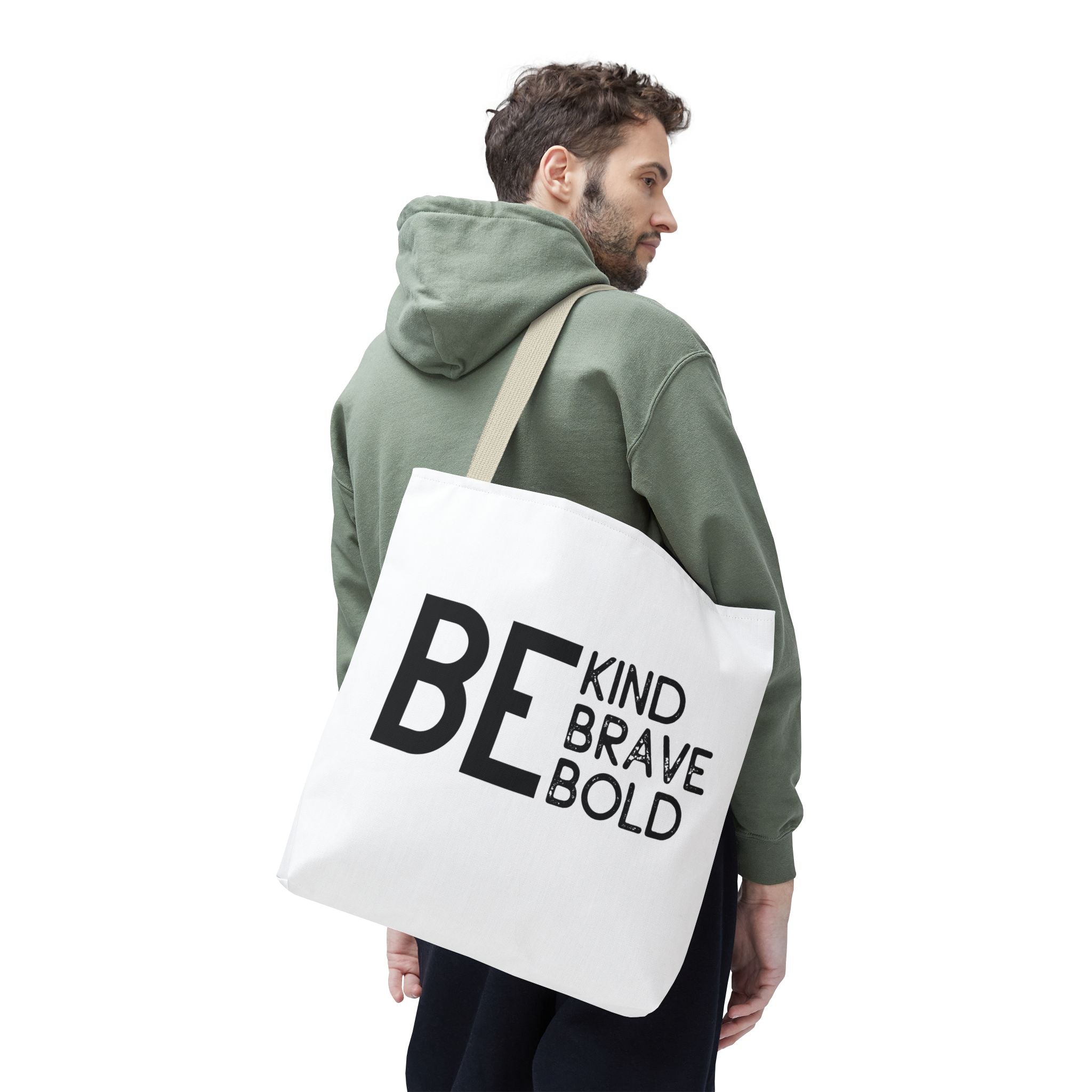 Inspirational Tote Bag - Be Kind Brave Bold - Eco-Friendly Carryall
