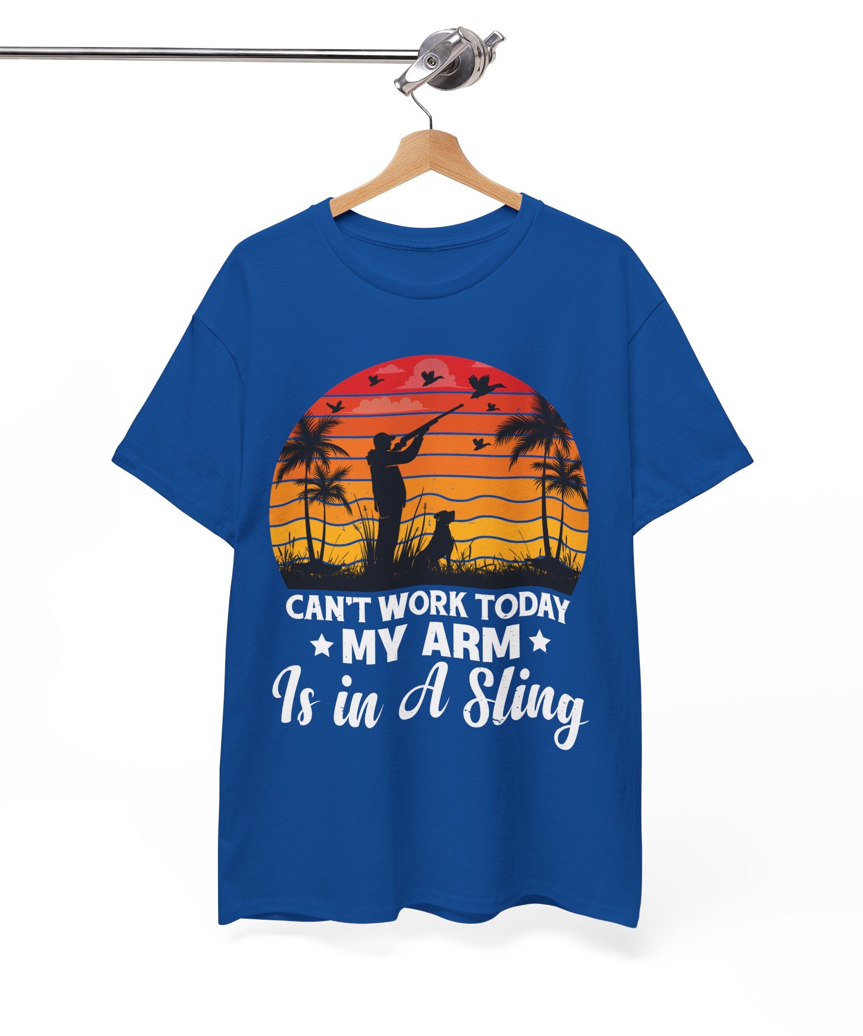 Hunter & Dog Tee – Retro Sunset Scene