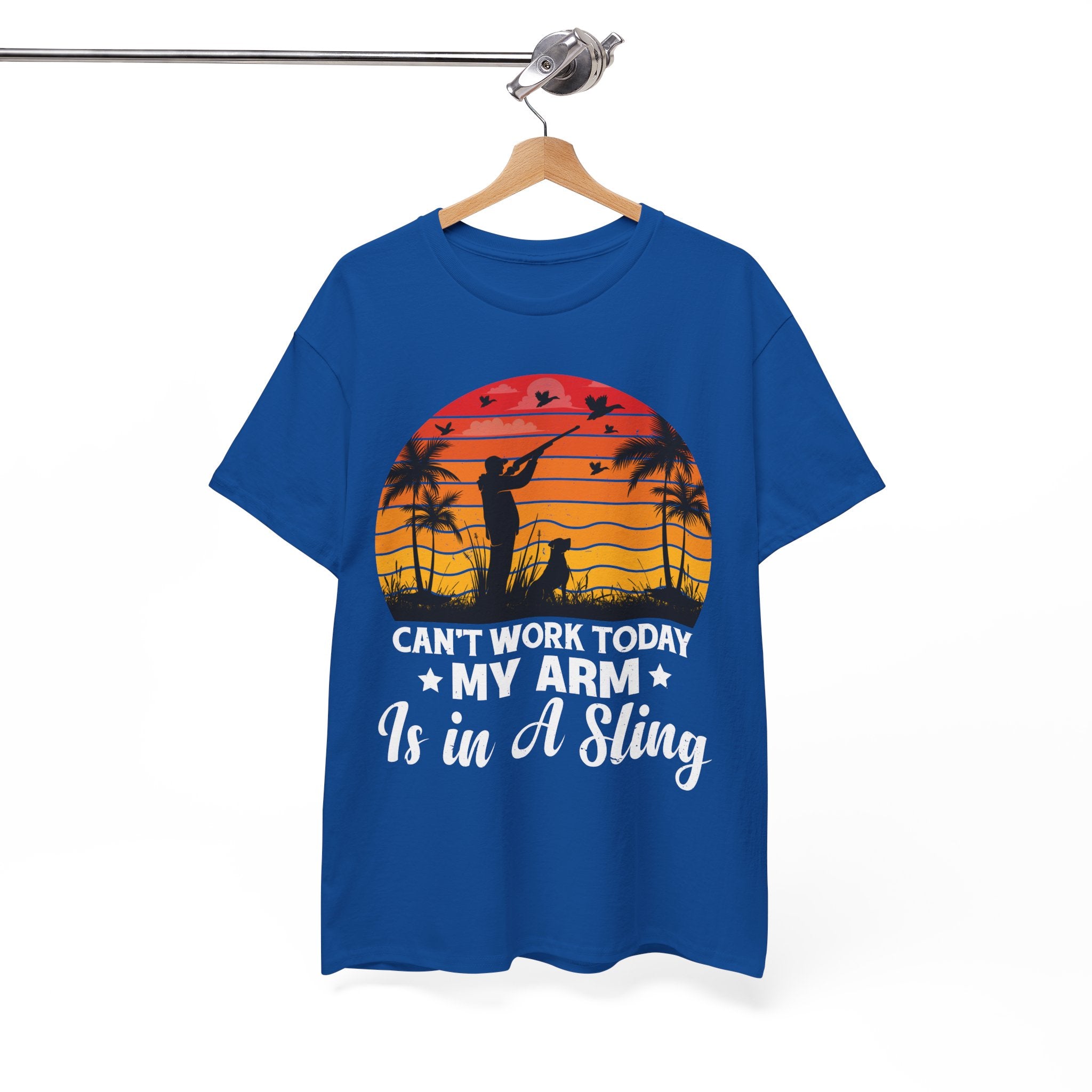 Hunter & Dog Tee – Retro Sunset Scene