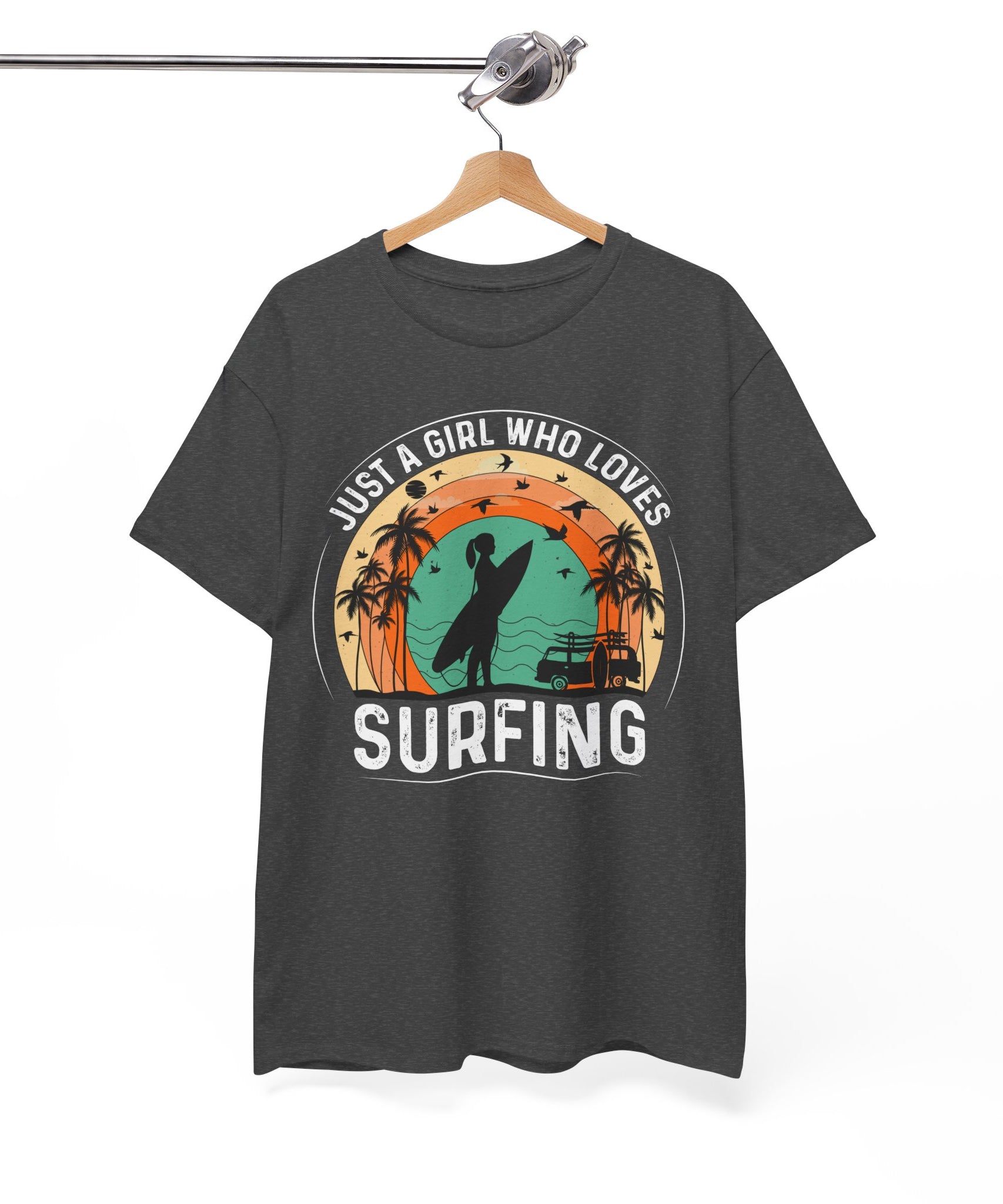 Beach Girl Surfing Retro Tee