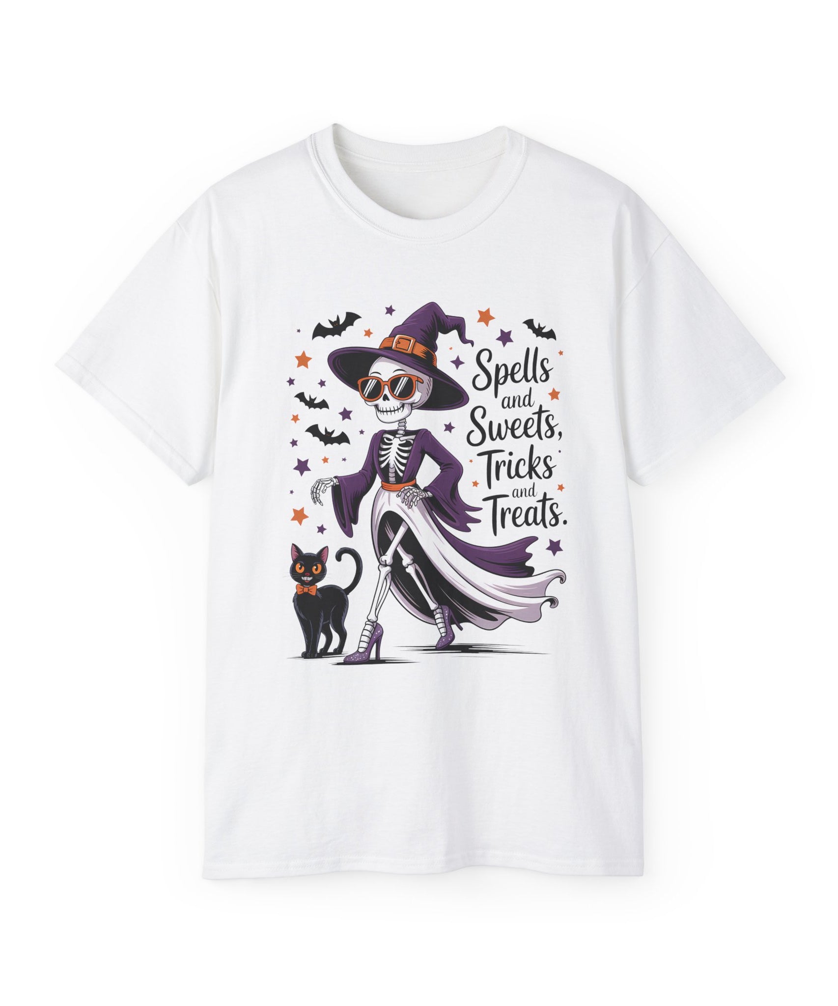 Spooky Skeleton Halloween Witch T-Shirt