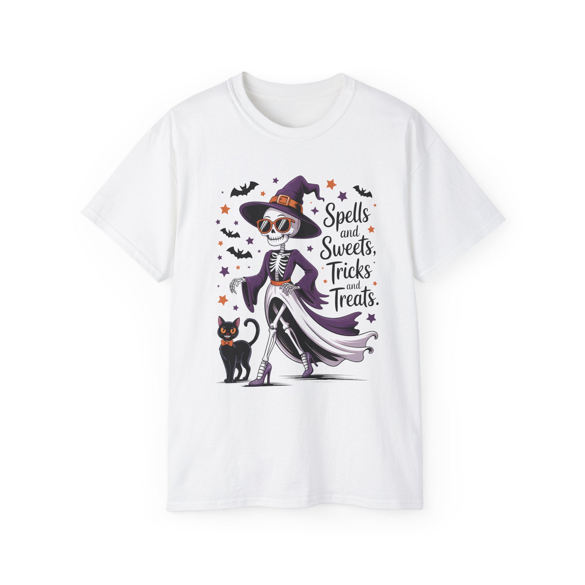 Spooky Skeleton Halloween Witch T-Shirt