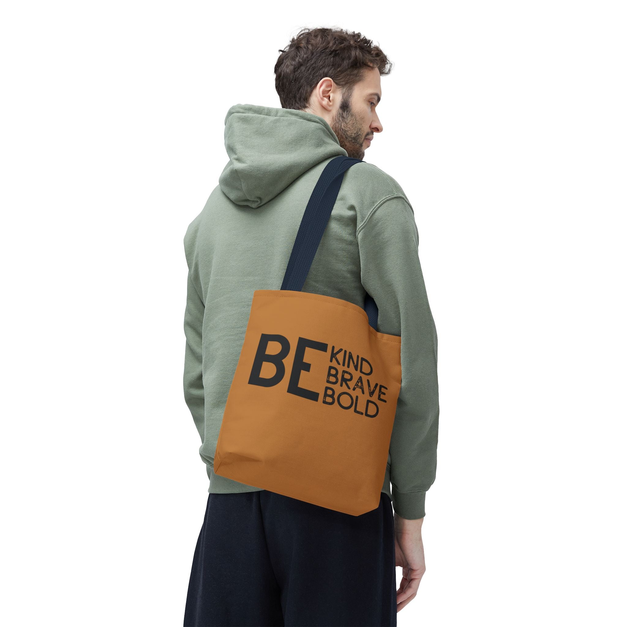 Inspirational Tote Bag - Be Kind Brave Bold - Eco-Friendly Carryall - Light Brown