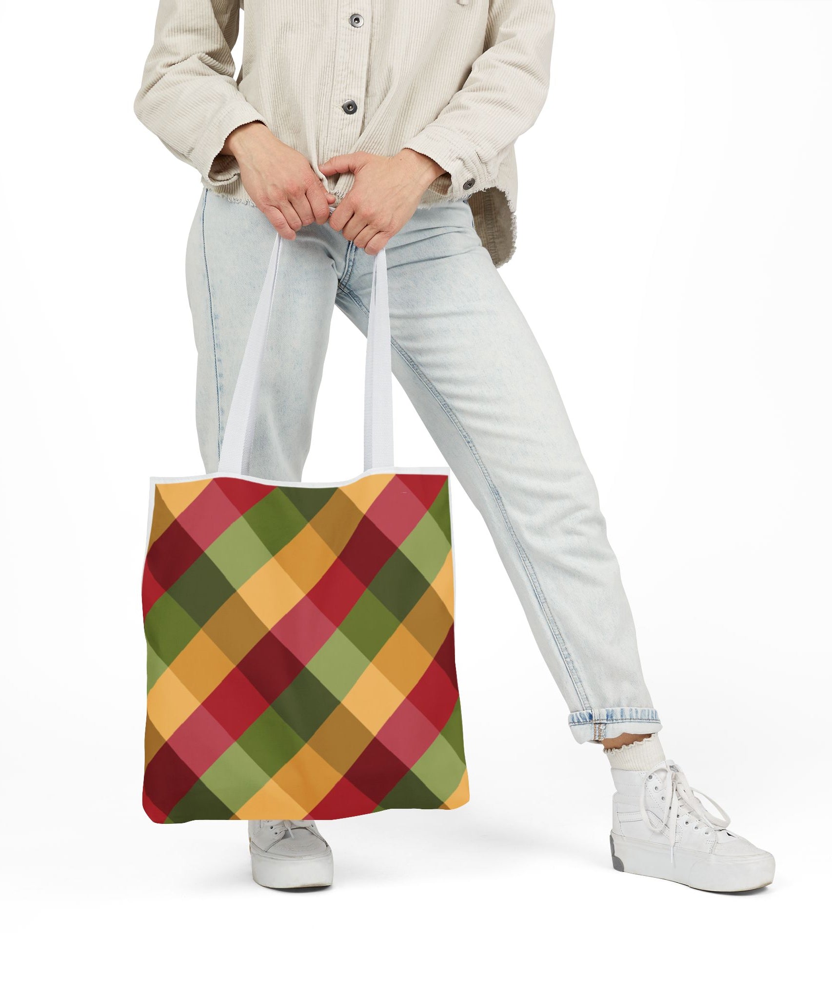 Vibrant Geometric Angle Design Canvas Tote