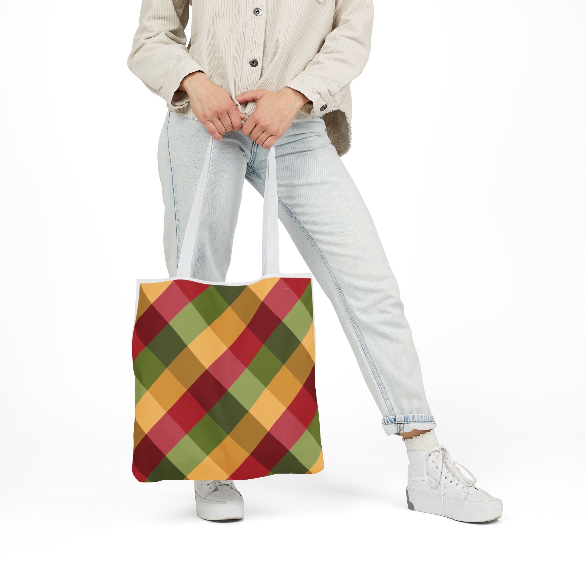 Vibrant Geometric Angle Design Canvas Tote