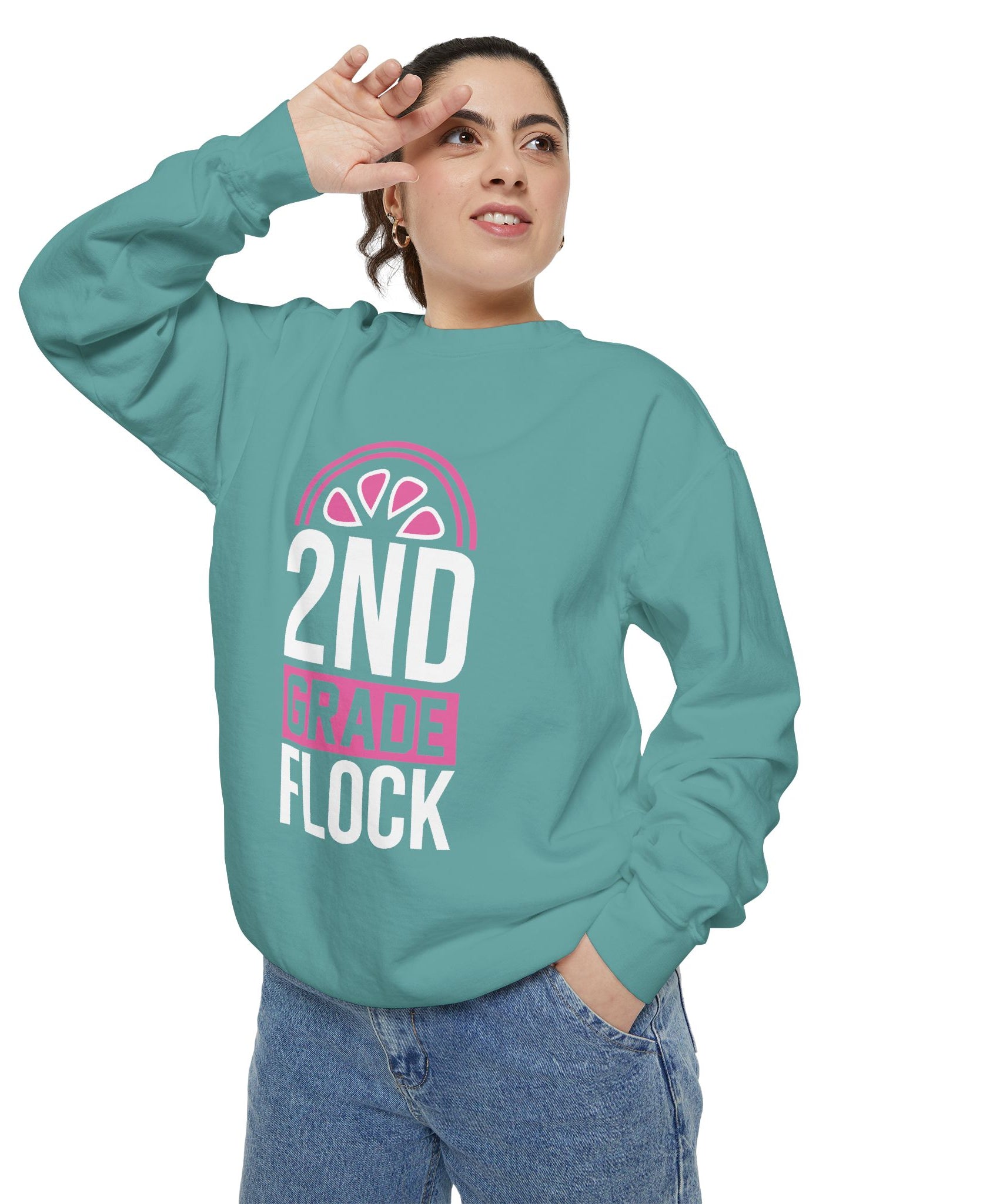 Unisex 2nd Grade Flock Sweatshirt | Perfect for Teachers, Back to School, Classroom, Gift for Kids, Cozy Style