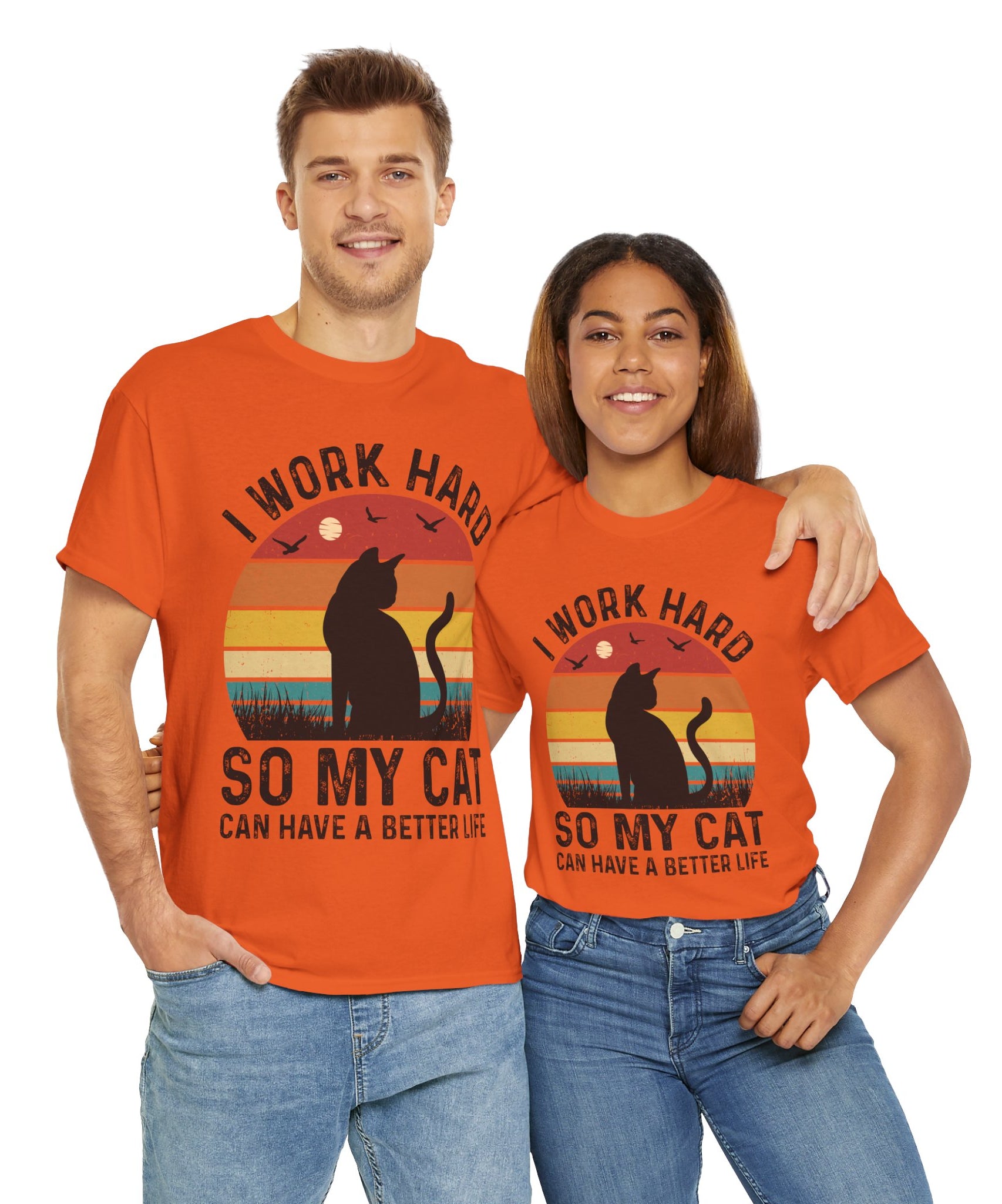 Retro Cat Lover Tee - Work Hard for My Pet
