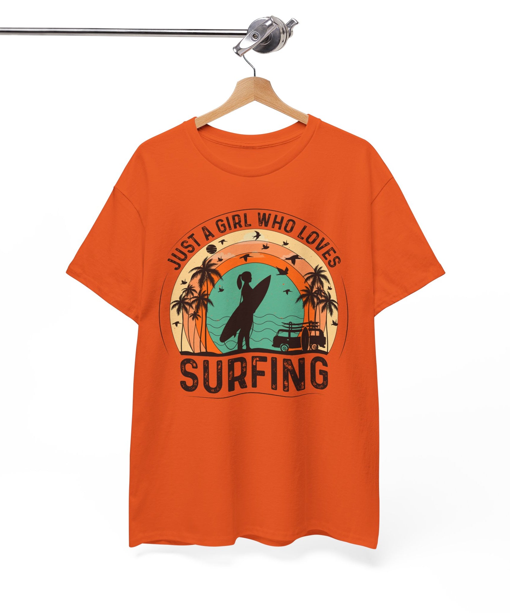 Beach Girl Surfing Retro Tee