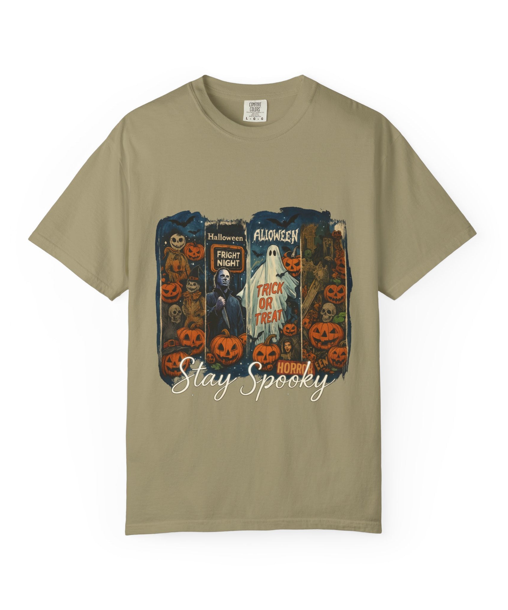 Stay Spooky Halloween Horror T-Shirt – Retro Slasher, Ghost, Pumpkins & Fright Night Design