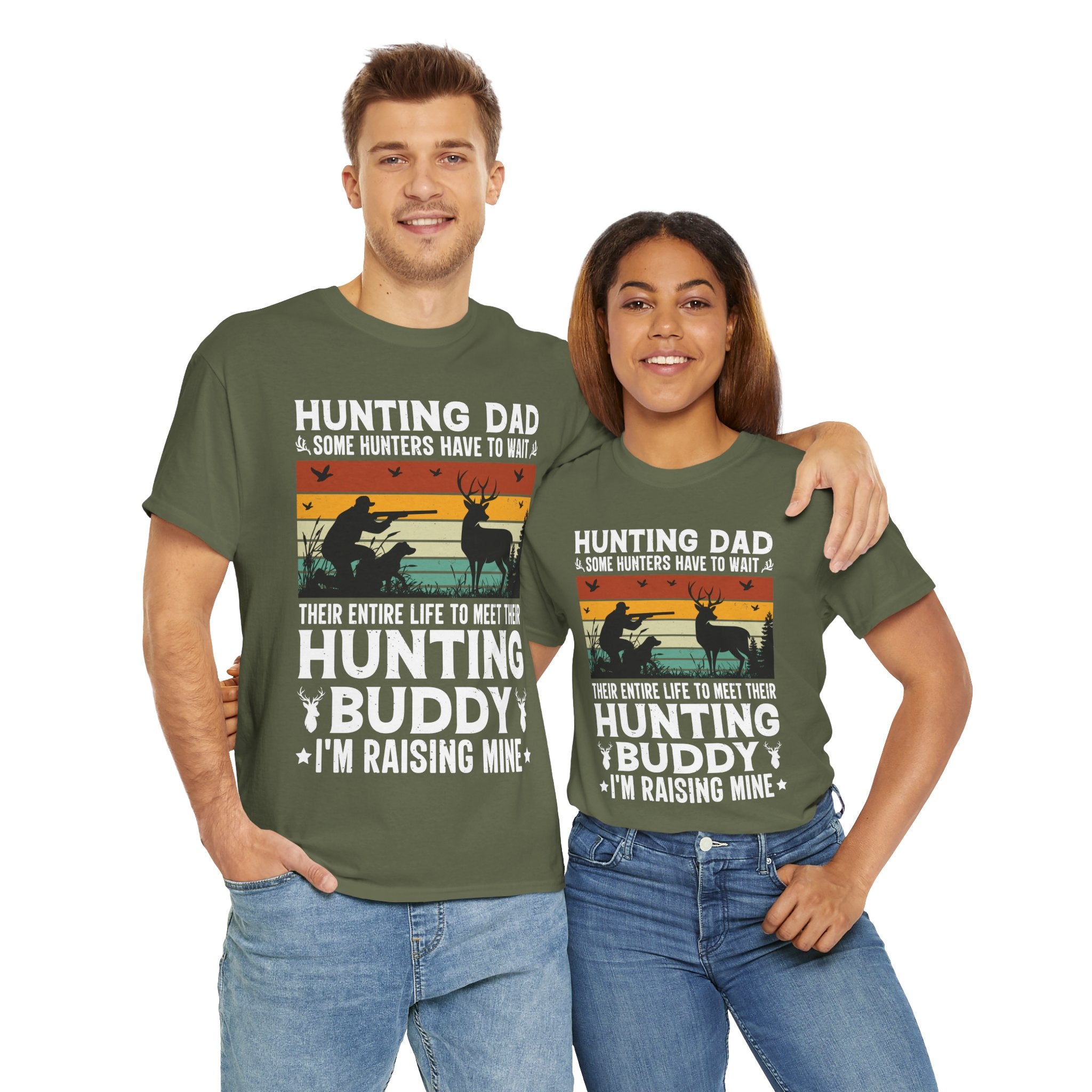 Retro Hunter Tee – Dog, Deer & Rifle Scene