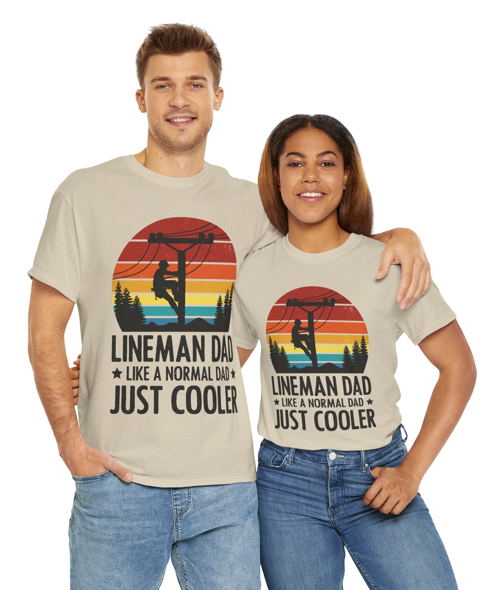 Lineman Tee – Bold Sunset & Power Lines