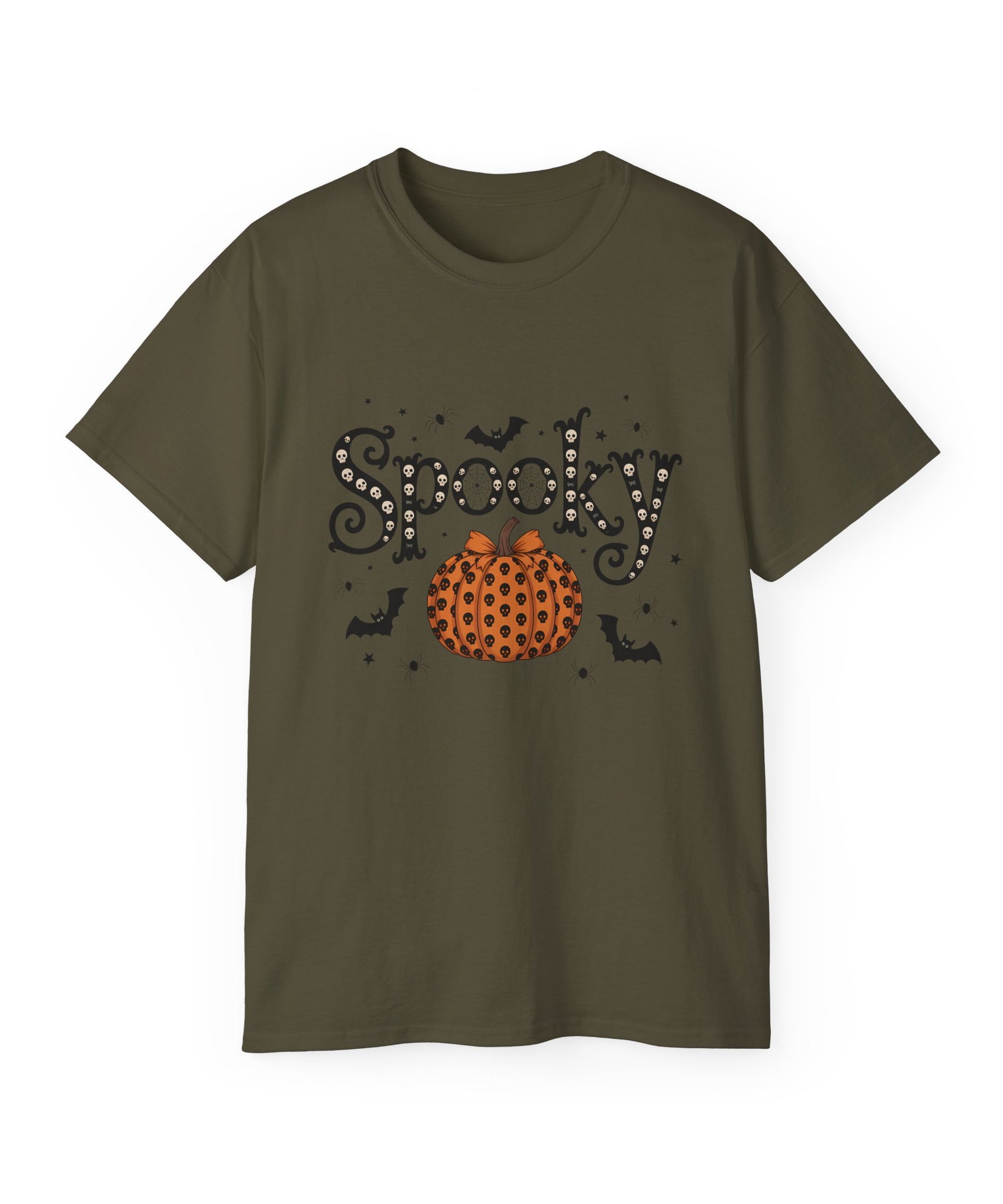 Spooky Skull Pumpkin Halloween T-Shirt | Gallory Hive