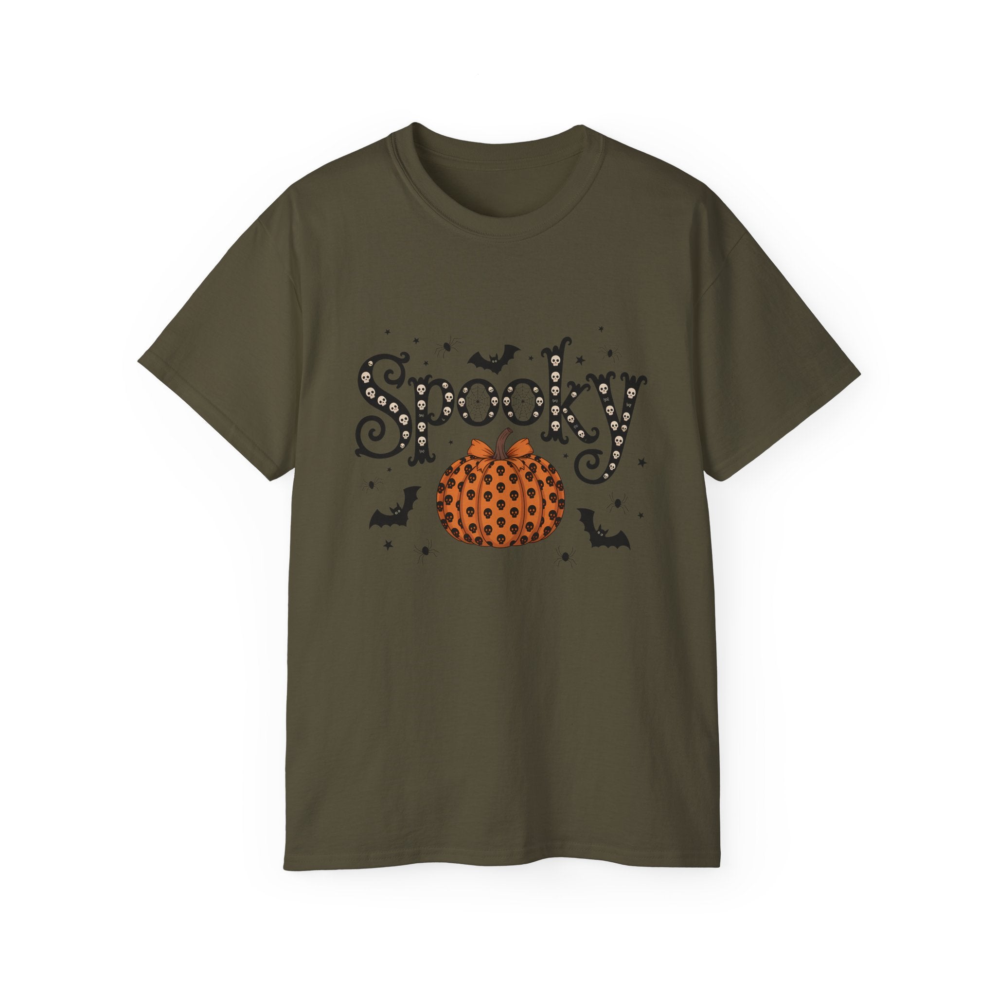 Spooky Skull Pumpkin Halloween T-Shirt | Gallory Hive