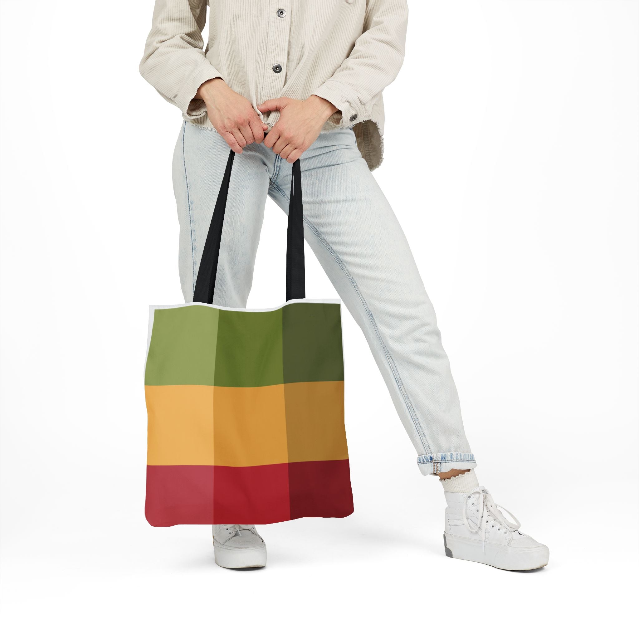 Colorful Geometric Square Pattern Tote Bag