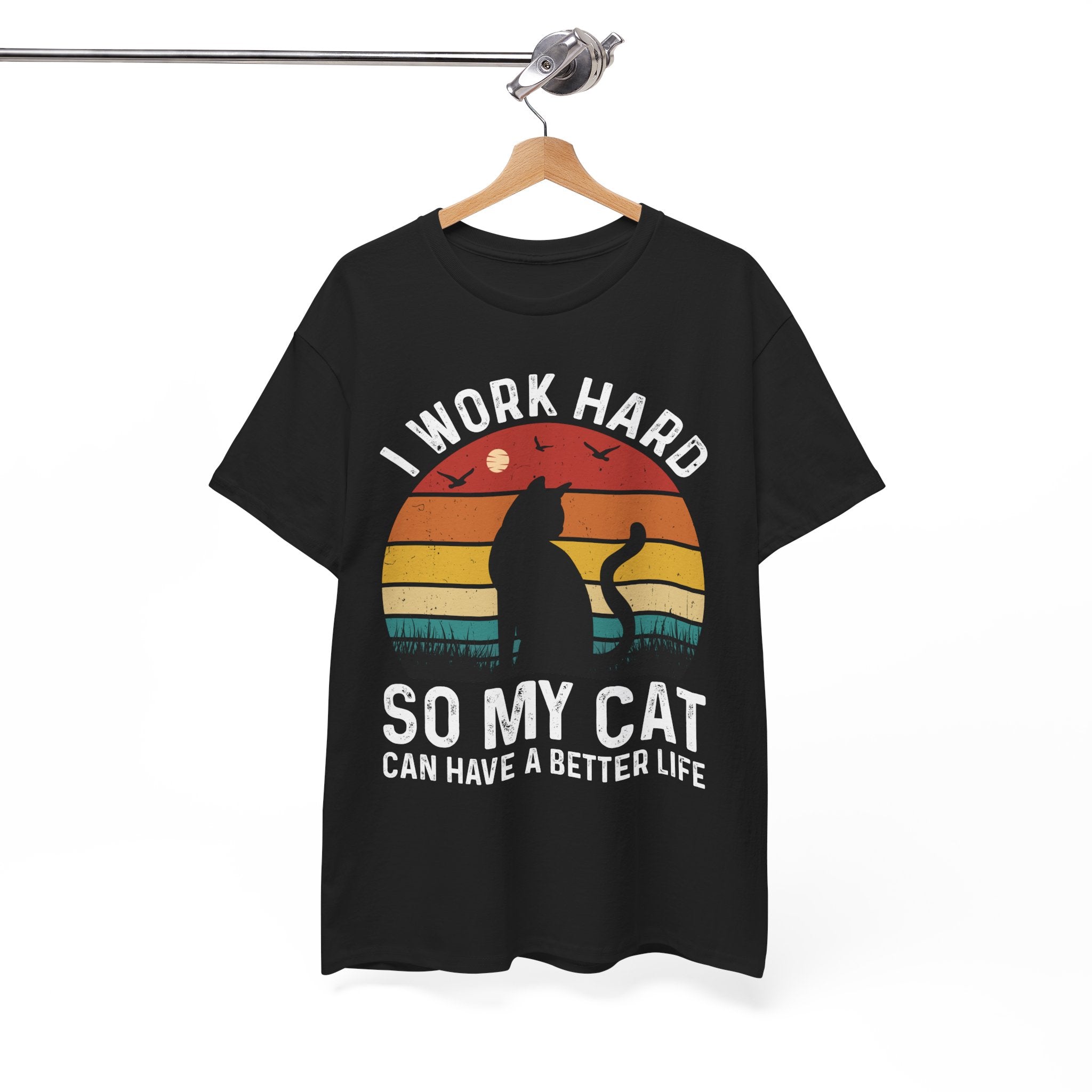 Retro Cat Lover Tee - Work Hard for My Pet | Gallory Hive